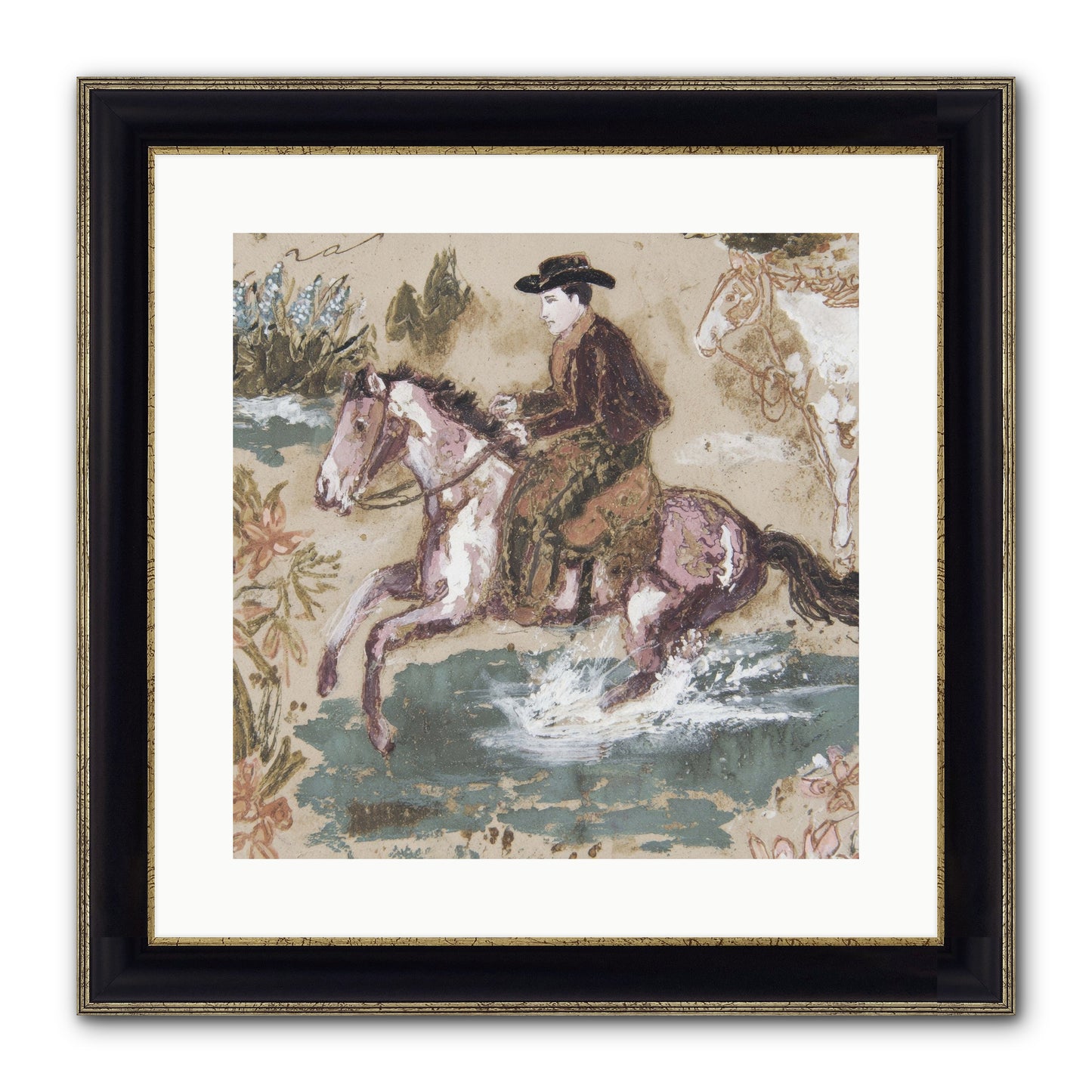 Serpentine Way Framed Print - Black & Gold 16x16
