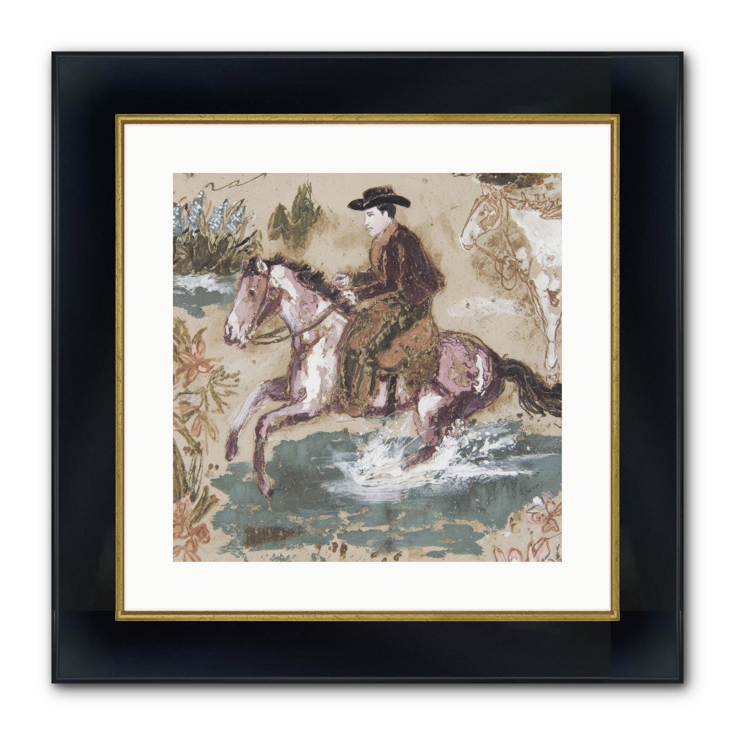 Serpentine Way Framed Print - Wide Black w/Gold 16x16