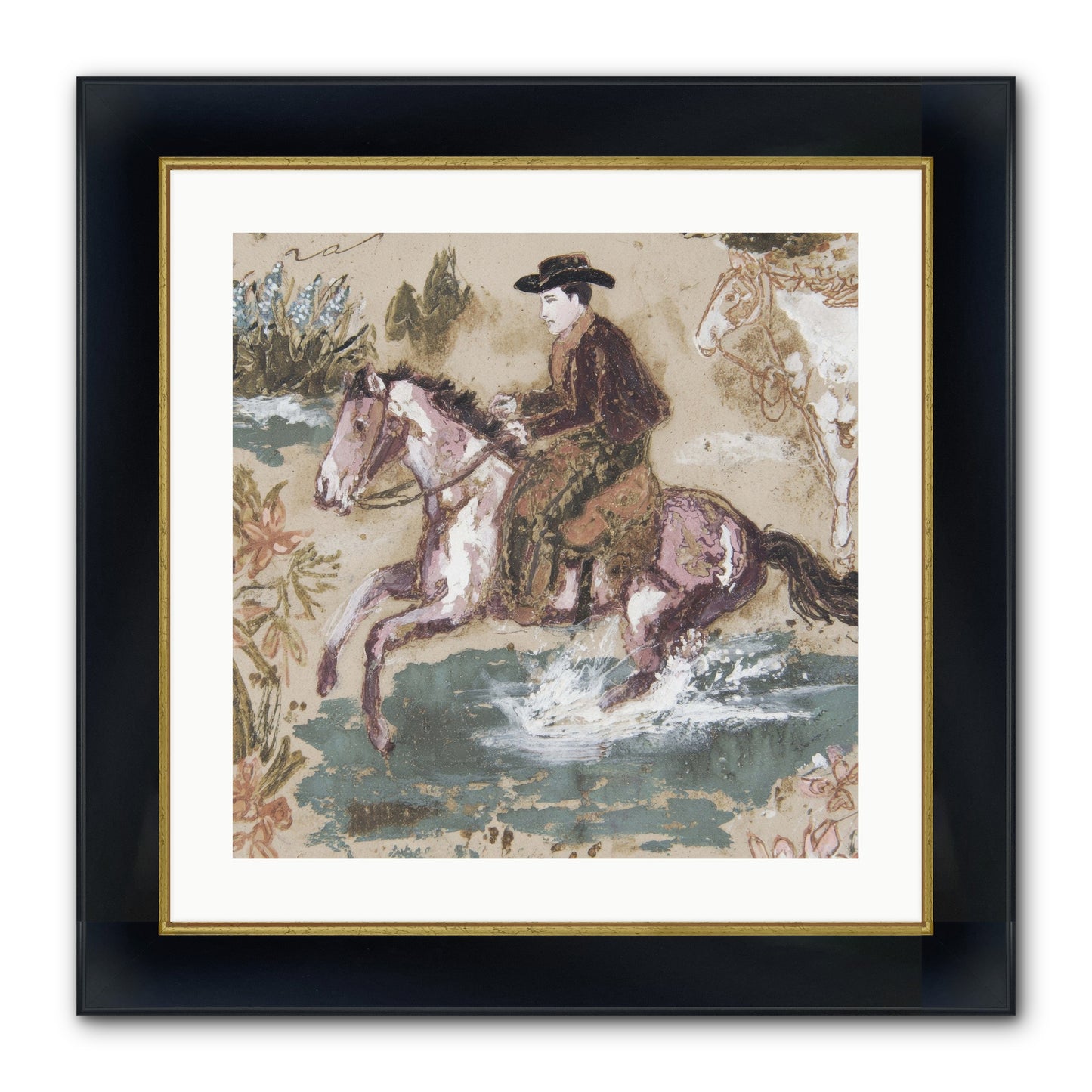 Serpentine Way Framed Print - Wide Black w/Gold 20x20