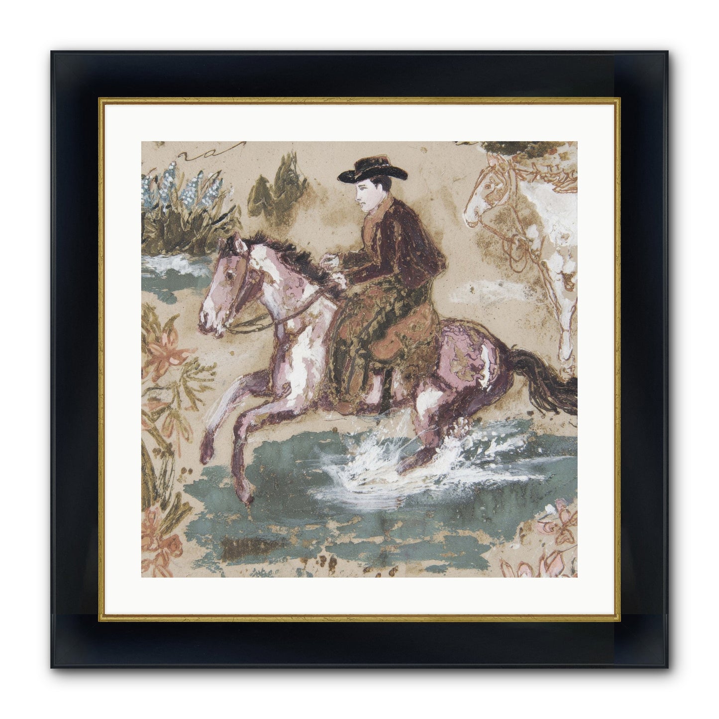 Serpentine Way Framed Print - Wide Black w/Gold 24x24