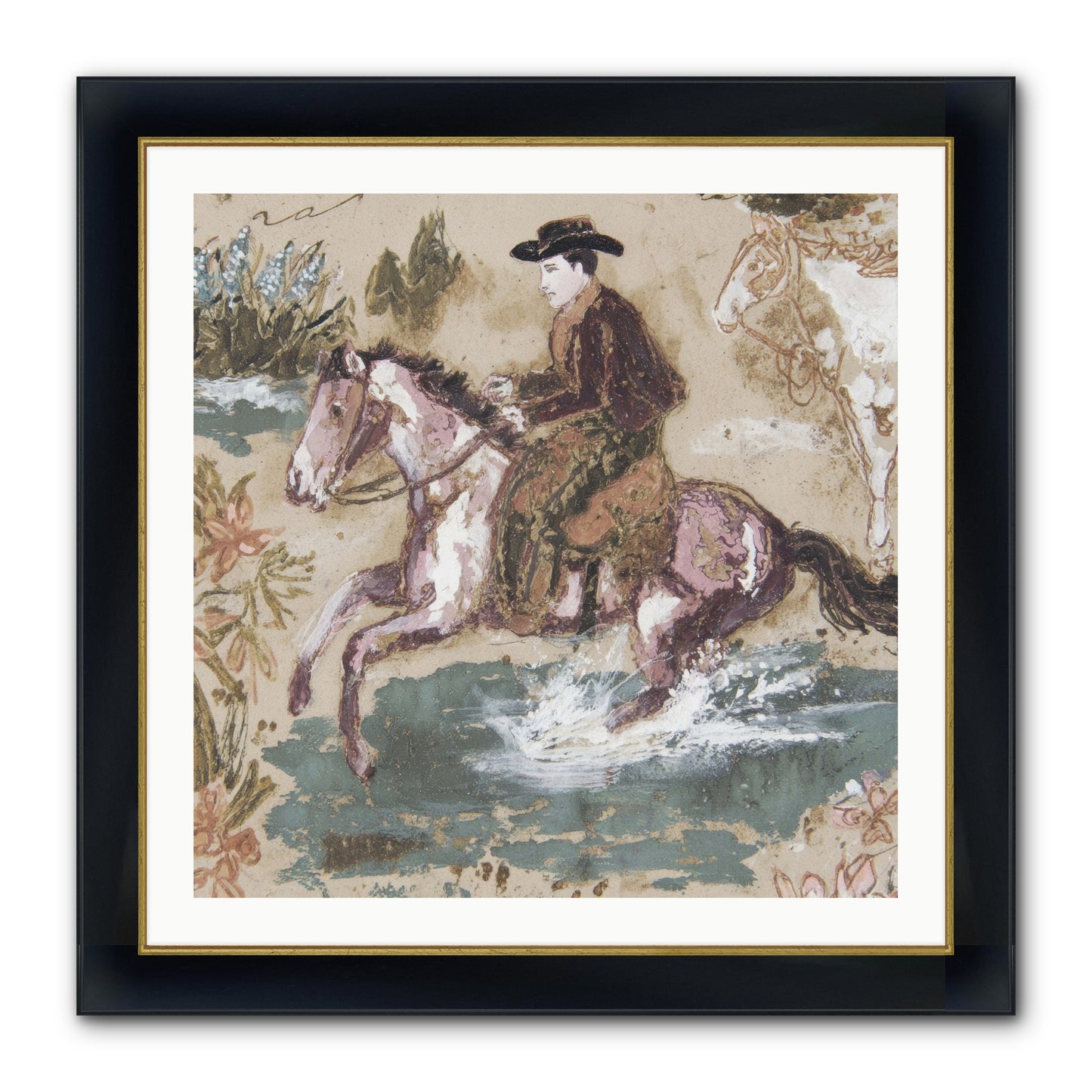 Serpentine Way Framed Print - Wide Black w/Gold 30x30
