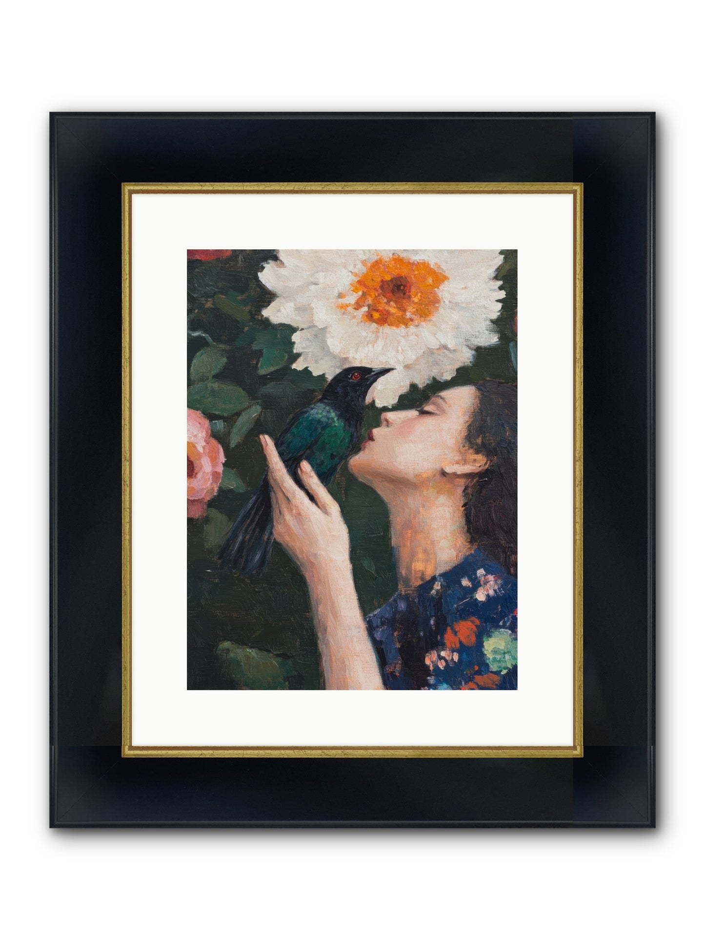 Shadow Brilliance Framed Print - Wide Black w/Gold 12x16