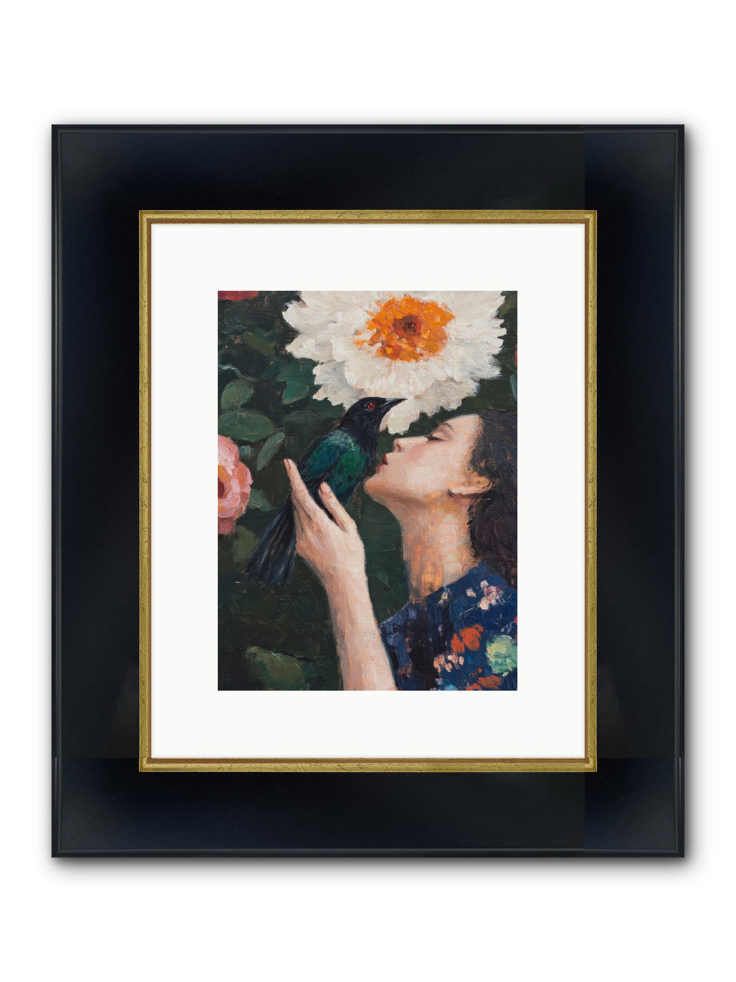 Shadow Brilliance Framed Print - Wide Black w/Gold 9x12