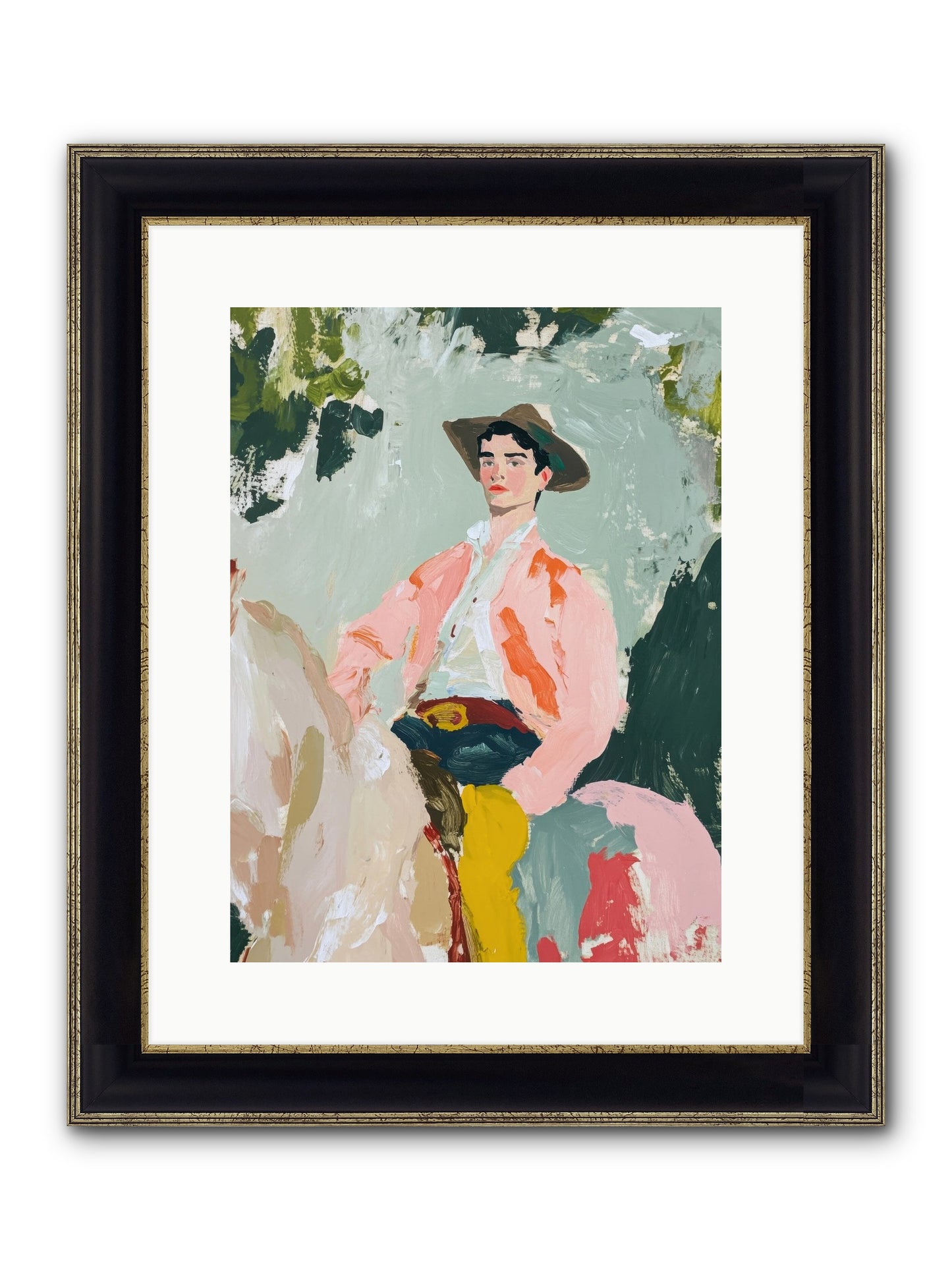 Shadow Rider Framed Print - Black & Gold 12x16