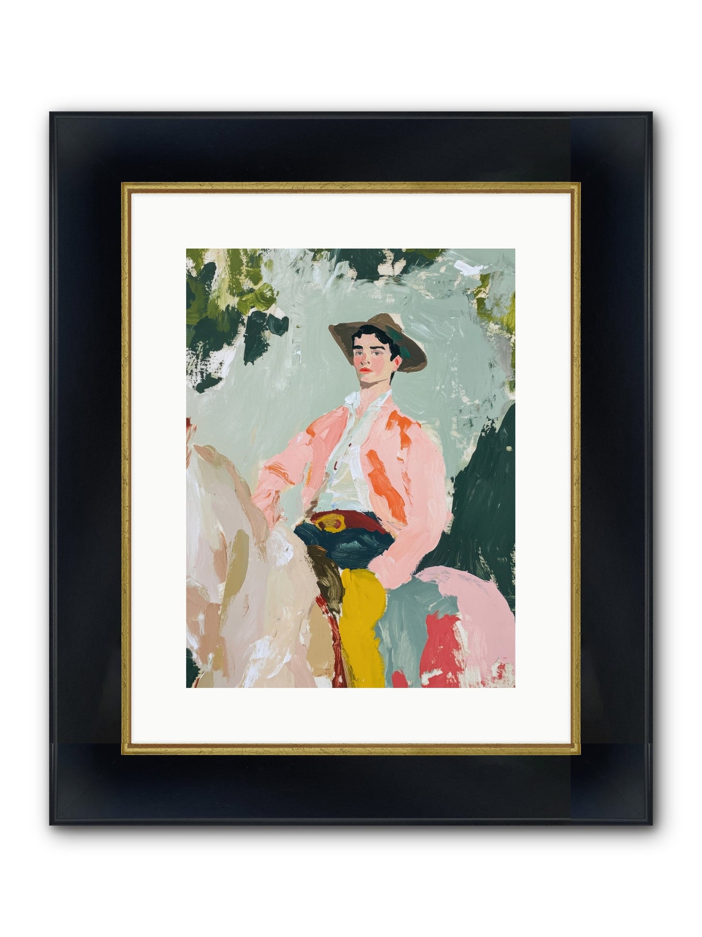 Shadow Rider Framed Print - Wide Black w/Gold 12x16