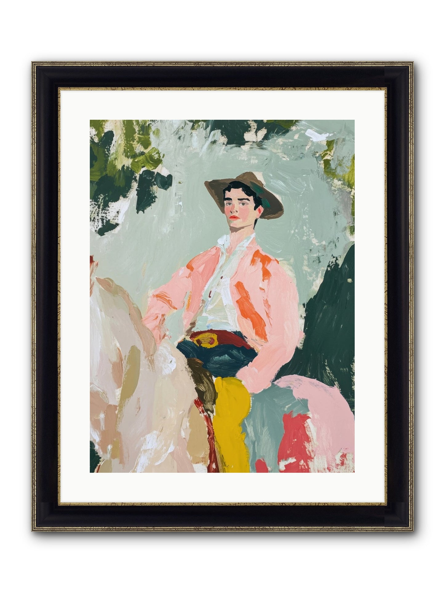 Shadow Rider Framed Print - Black & Gold 18x24