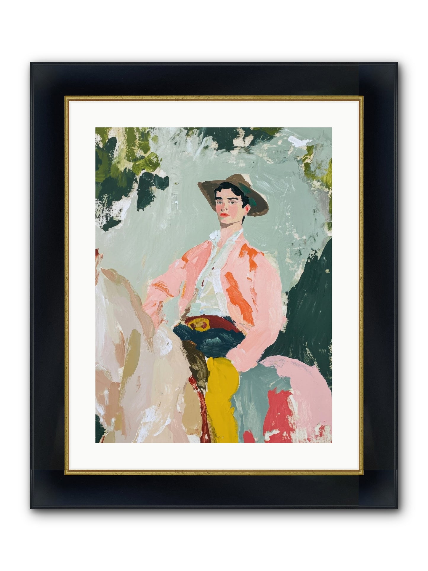 Shadow Rider Framed Print - Wide Black w/Gold 18x24