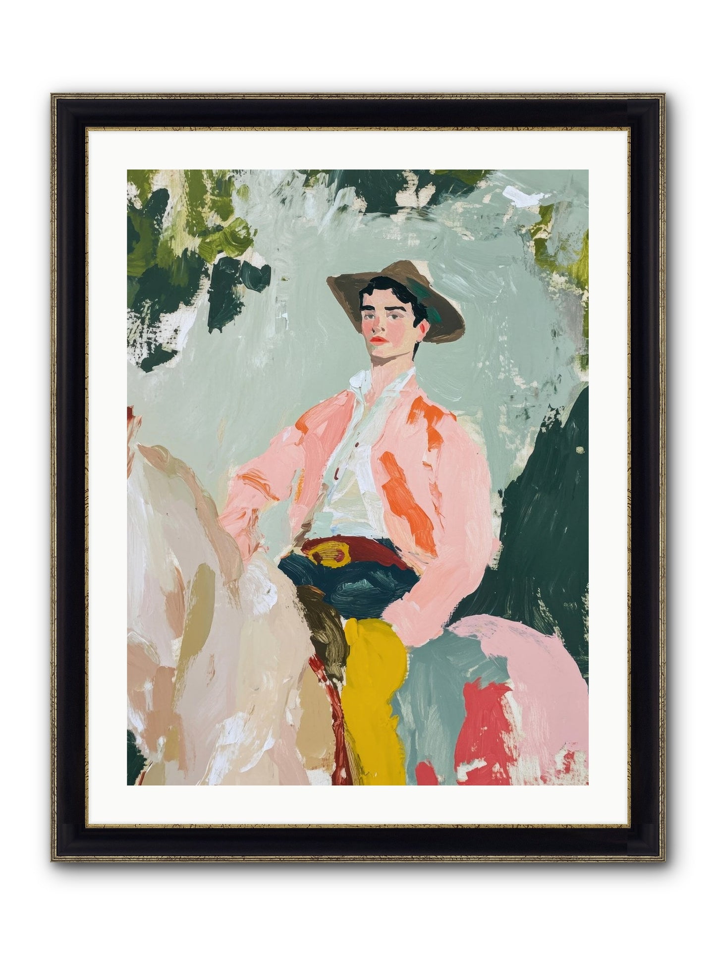 Shadow Rider Framed Print - Black & Gold 24x32