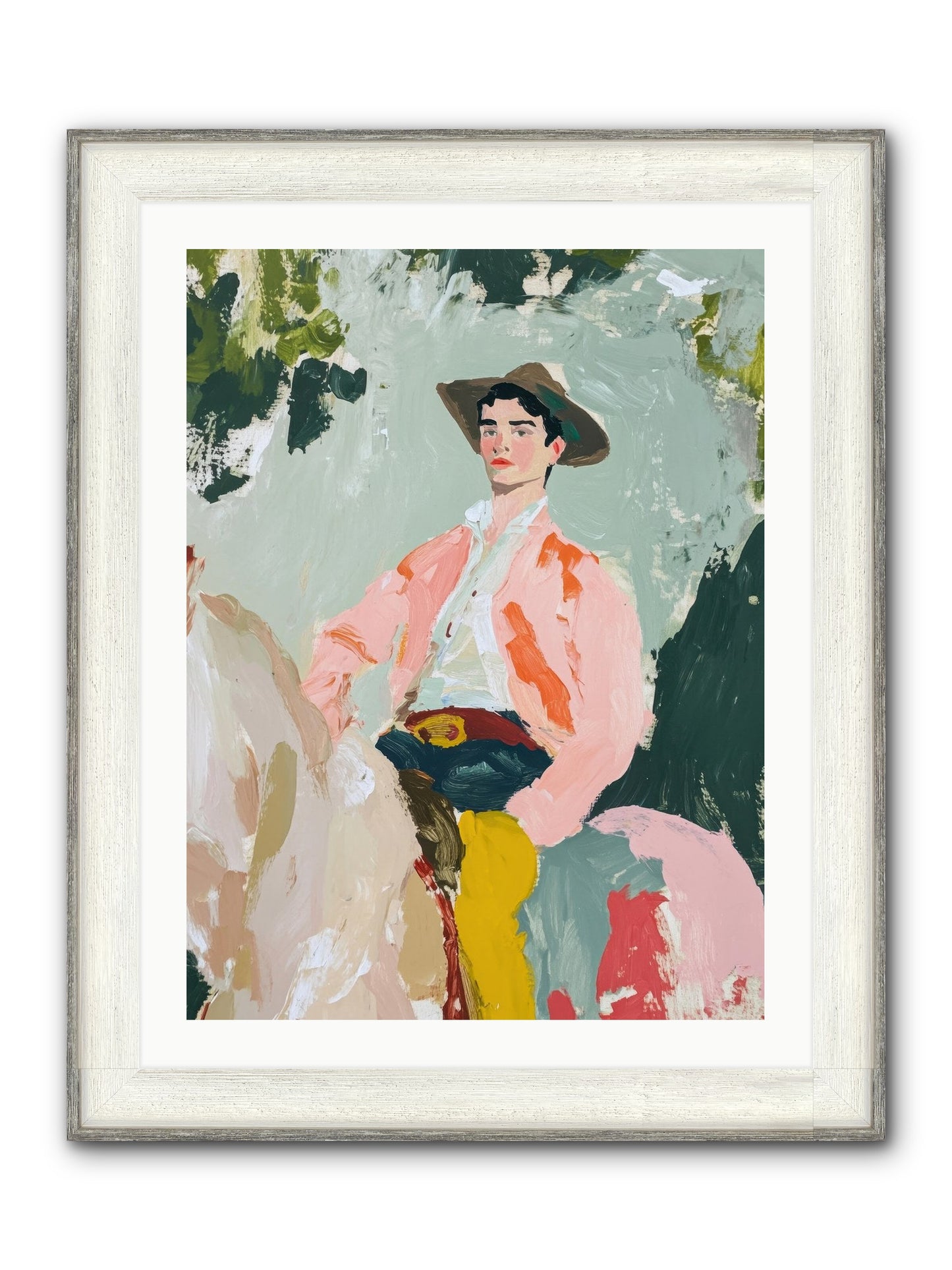 Shadow Rider Framed Print - Driftwood White 24x32