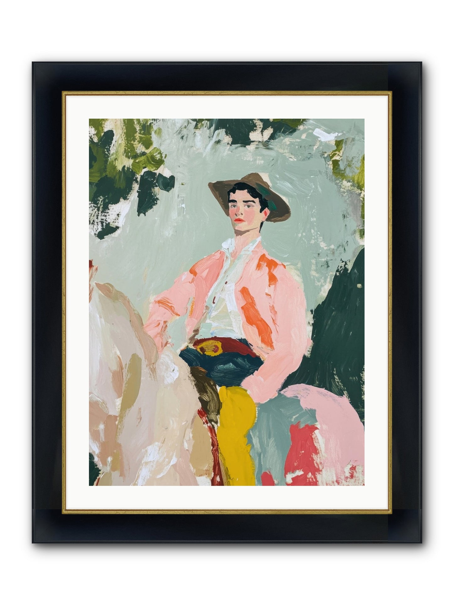 Shadow Rider Framed Print - Wide Black w/Gold 24x32