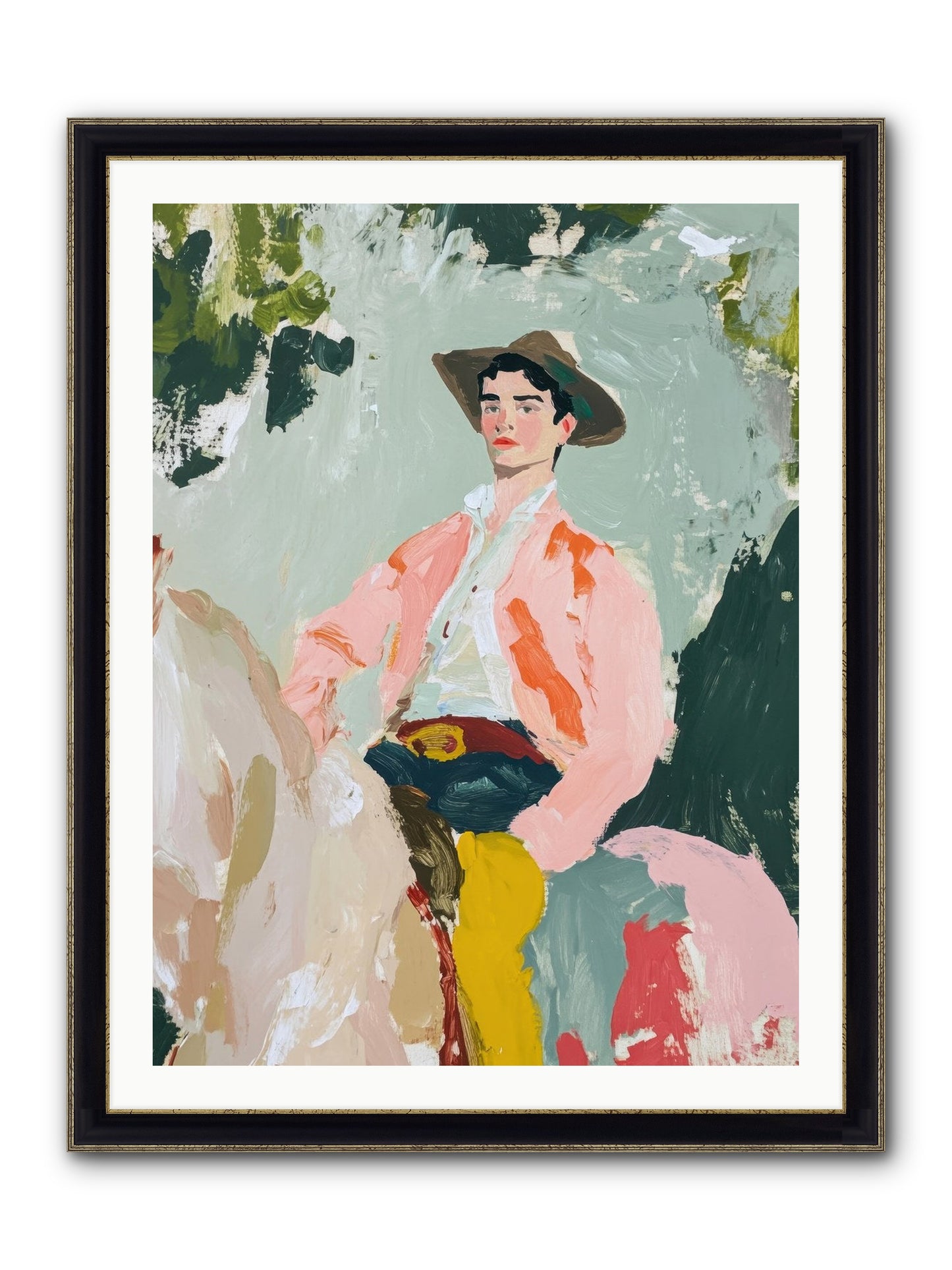 Shadow Rider Framed Print - Black & Gold 30x40