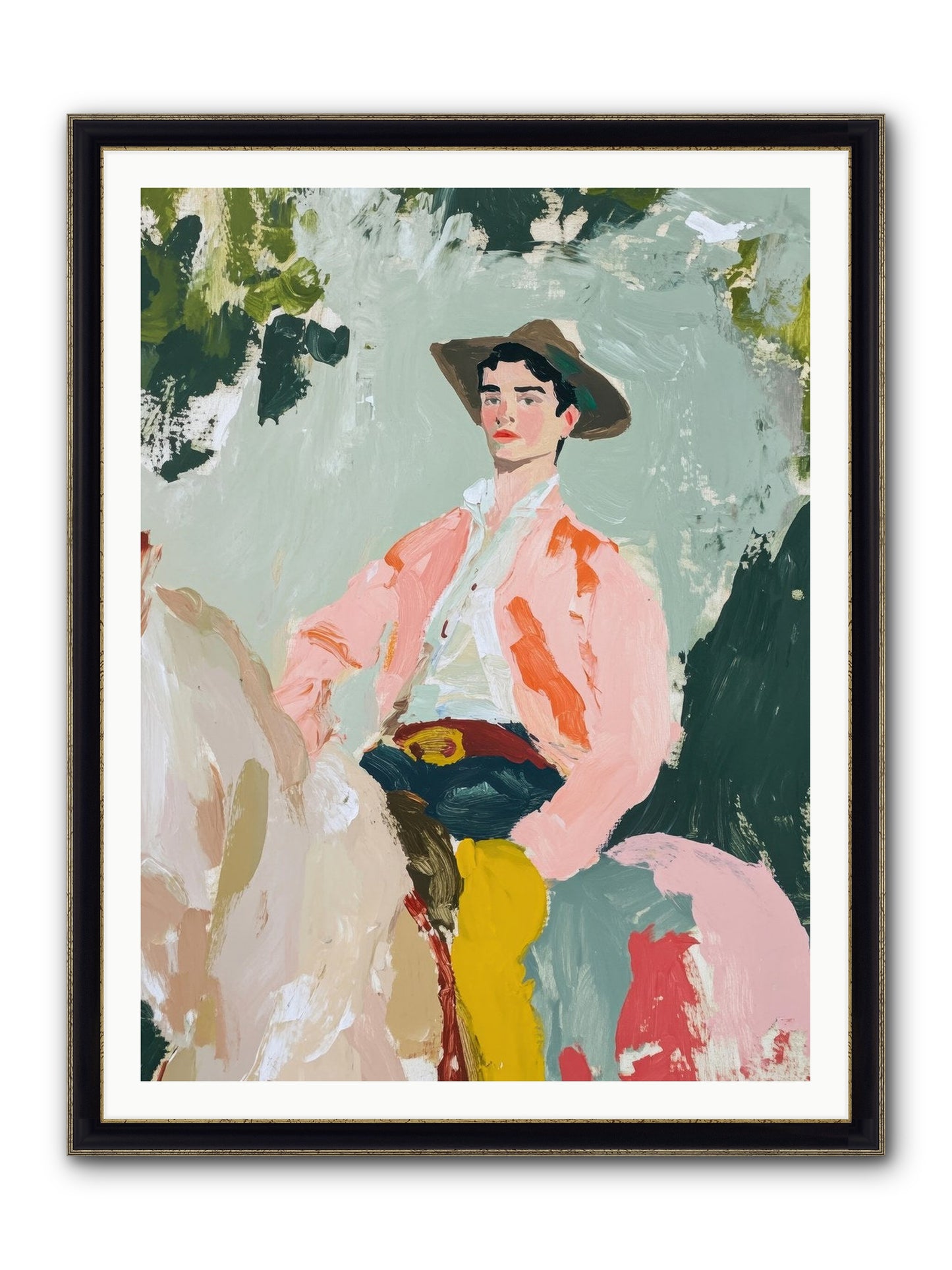 Shadow Rider Framed Print - Black & Gold 36x48