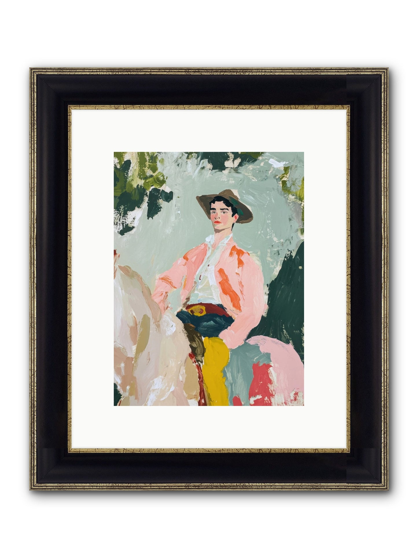 Shadow Rider Framed Print - Black & Gold 9x12