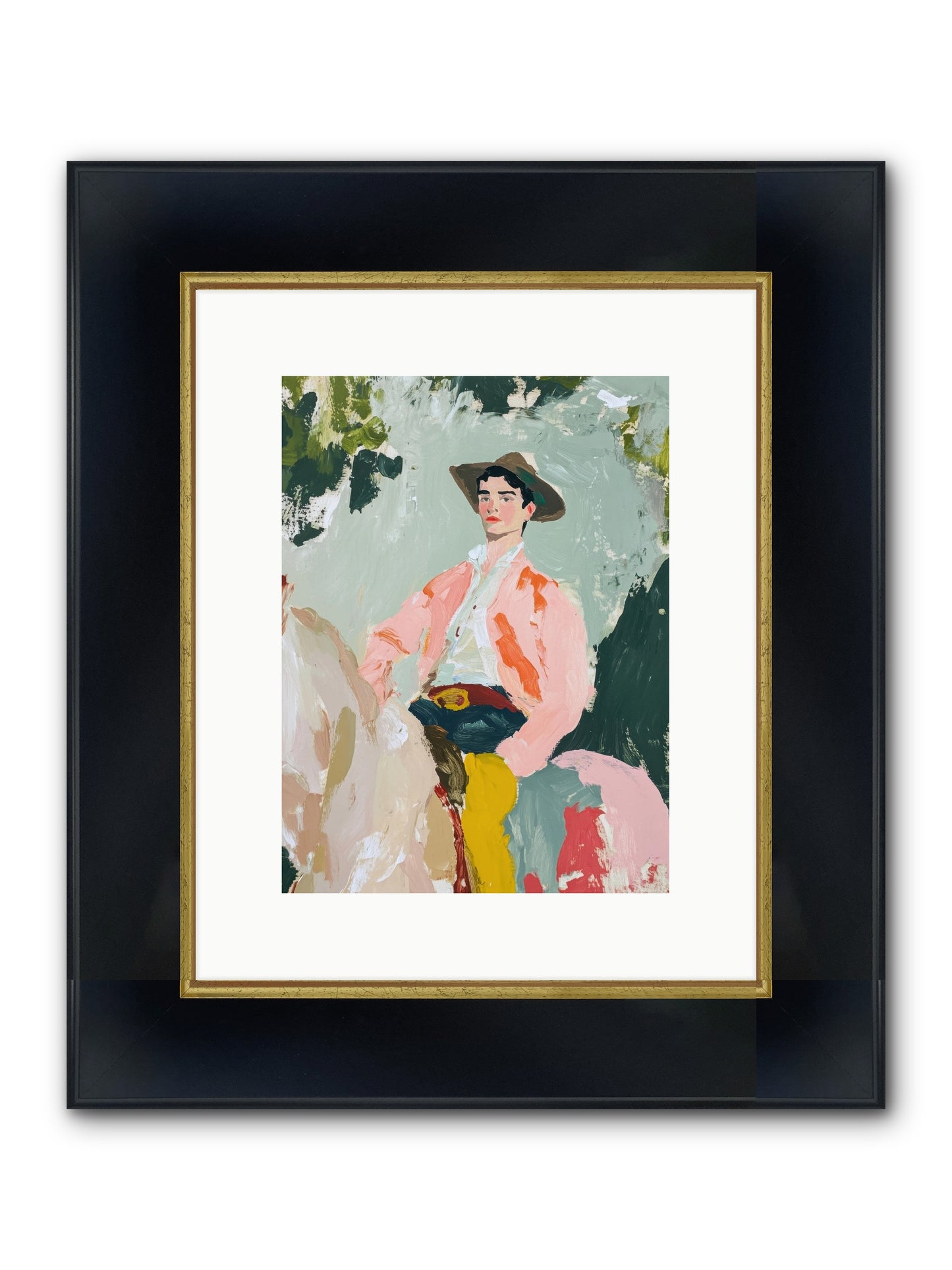 Shadow Rider Framed Print - Wide Black w/Gold 9x12