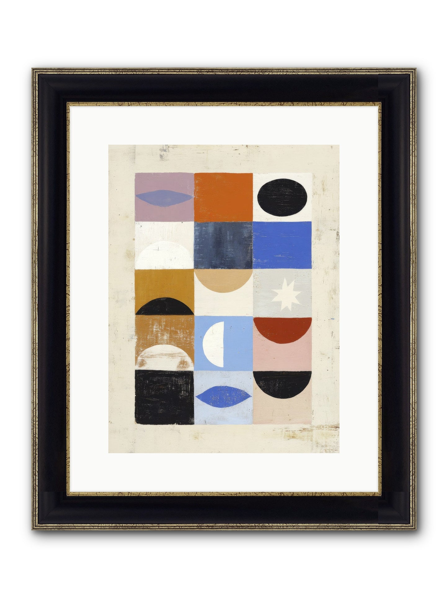 Shadowsprig Mosaic Framed Print - Black & Gold 12x16