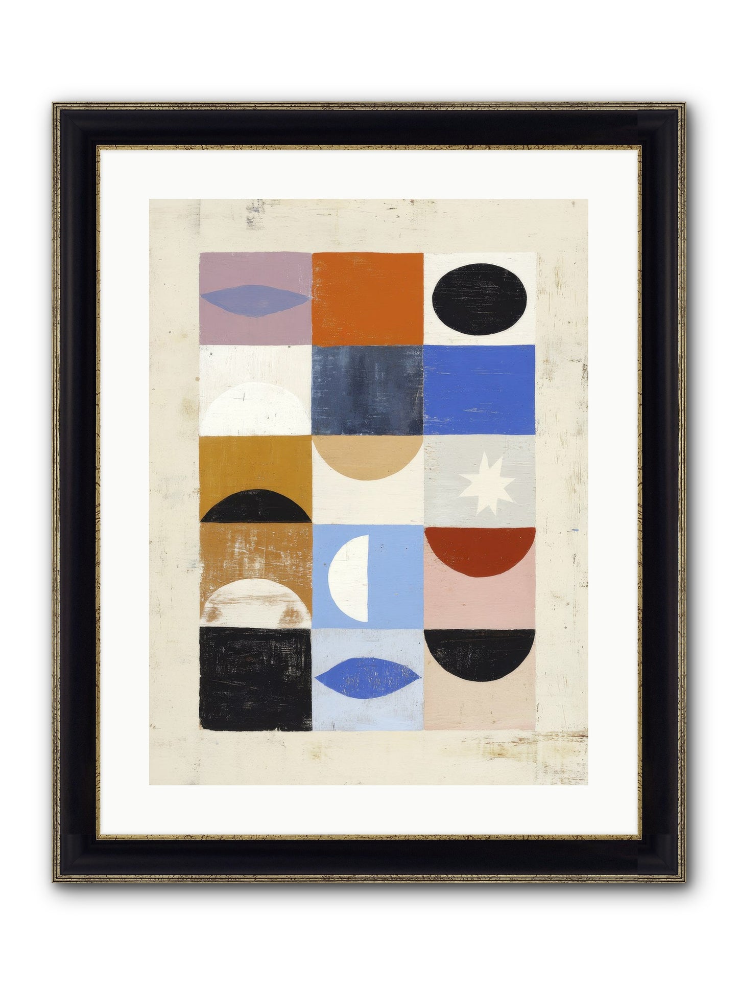Shadowsprig Mosaic Framed Print - Black & Gold 18x24
