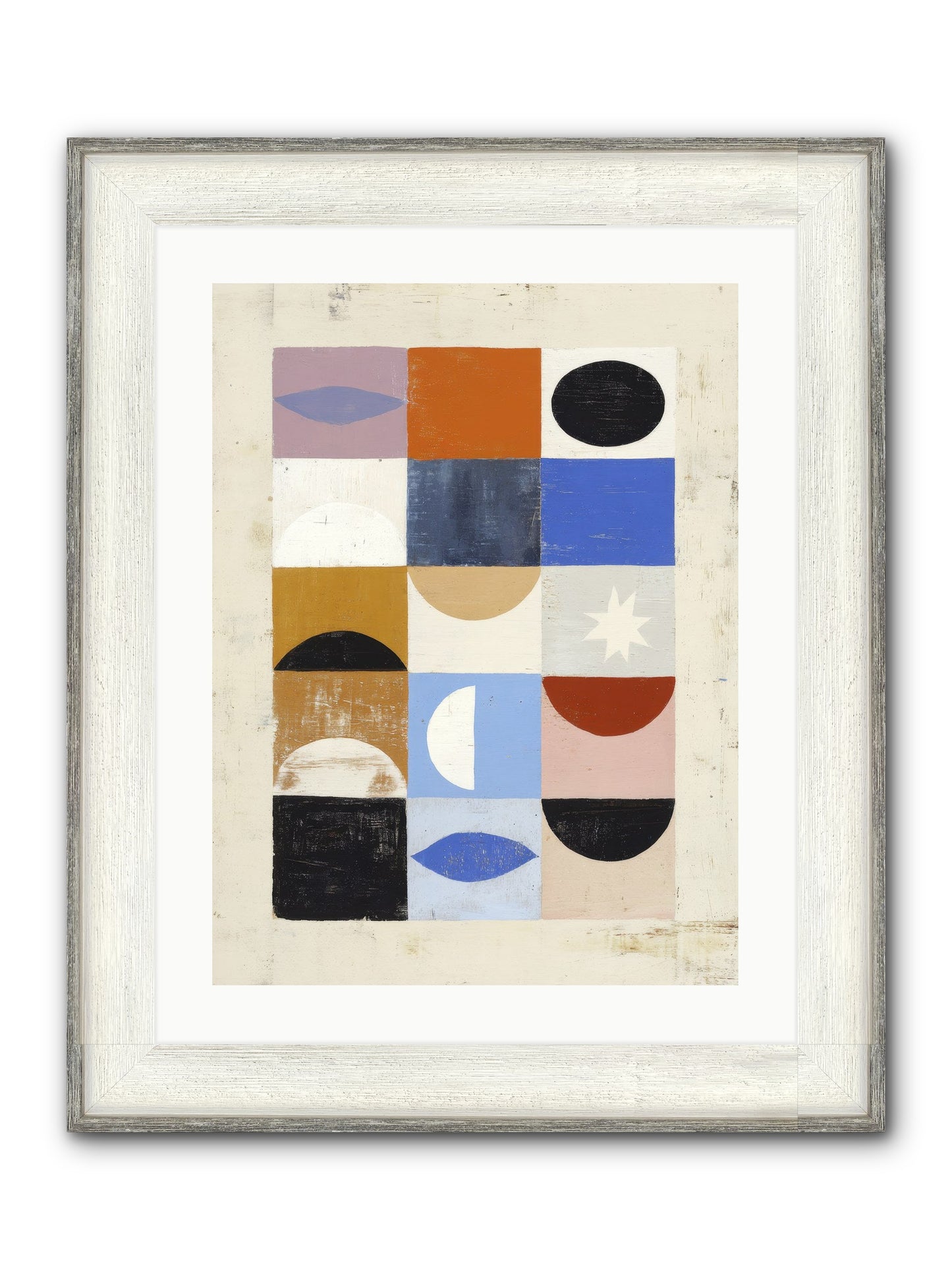 Shadowsprig Mosaic Framed Print - Driftwood White 18x24