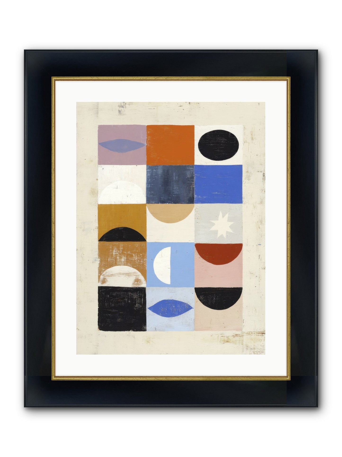 Shadowsprig Mosaic Framed Print - Wide Black w/Gold 18x24