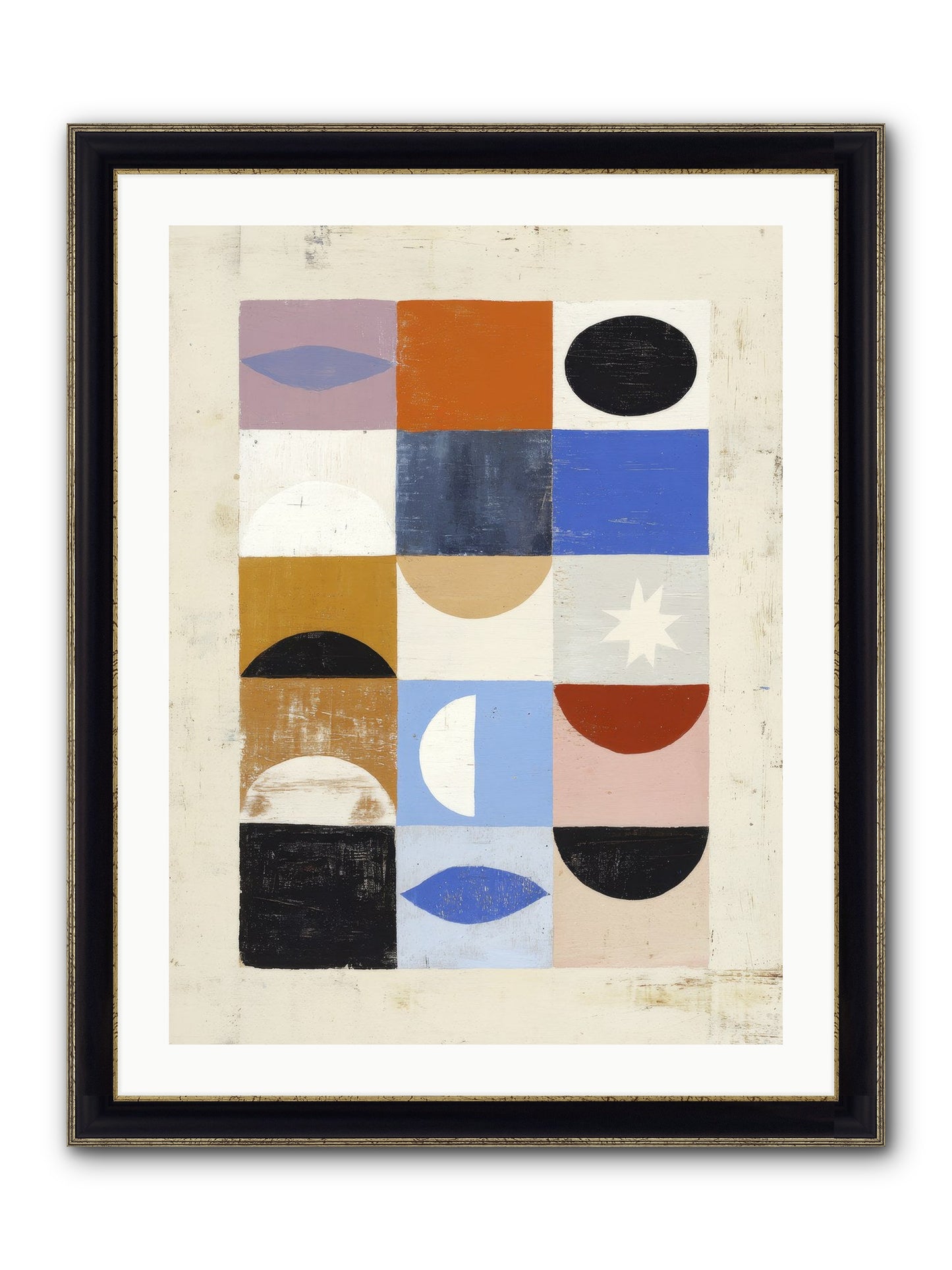 Shadowsprig Mosaic Framed Print - Black & Gold 24x32