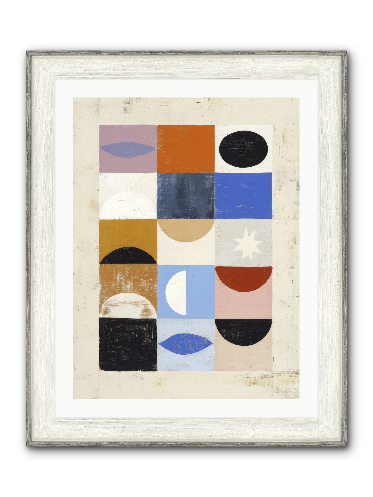 Shadowsprig Mosaic Framed Print - Driftwood White 24x32