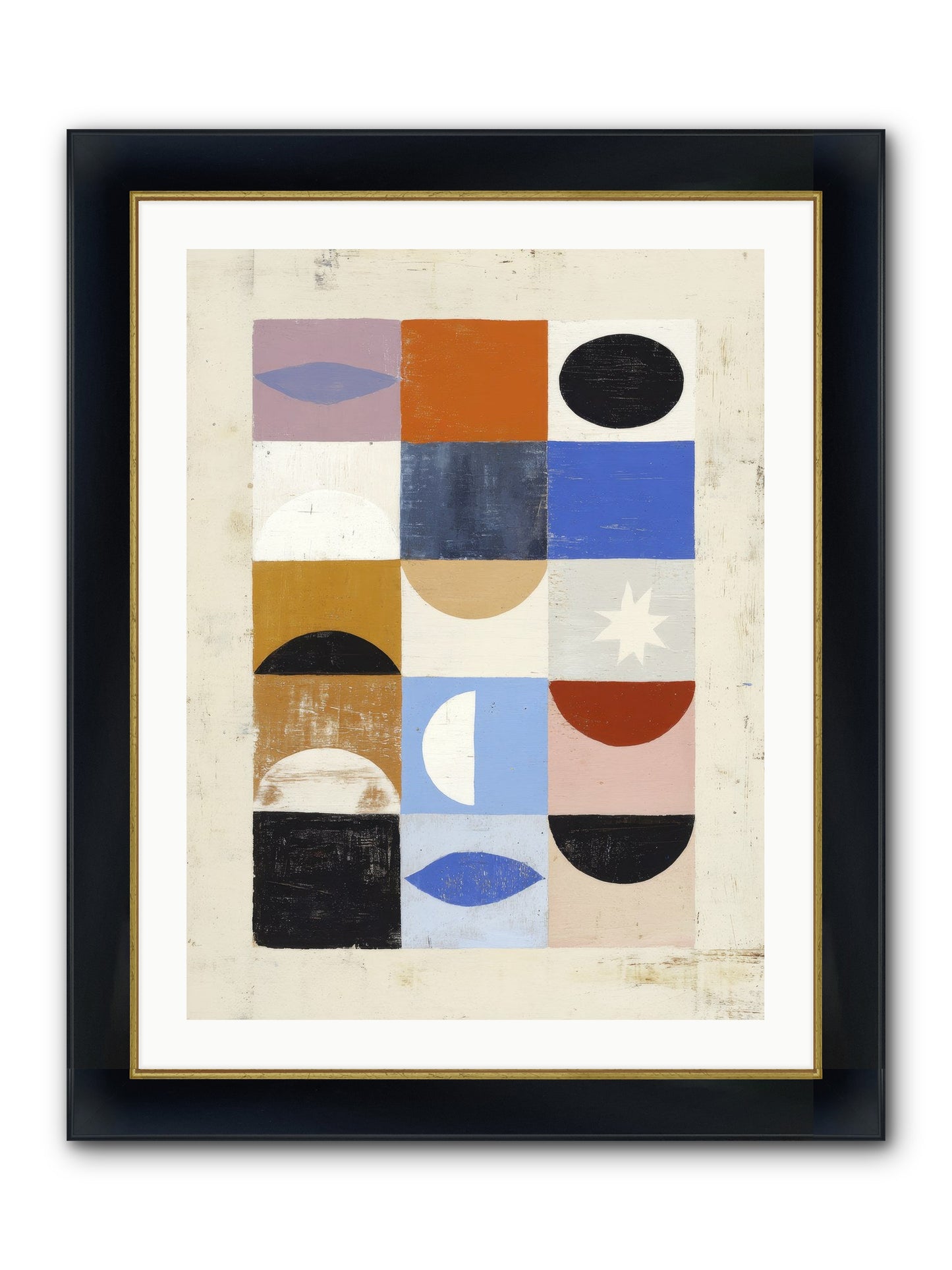 Shadowsprig Mosaic Framed Print - Wide Black w/Gold 24x32