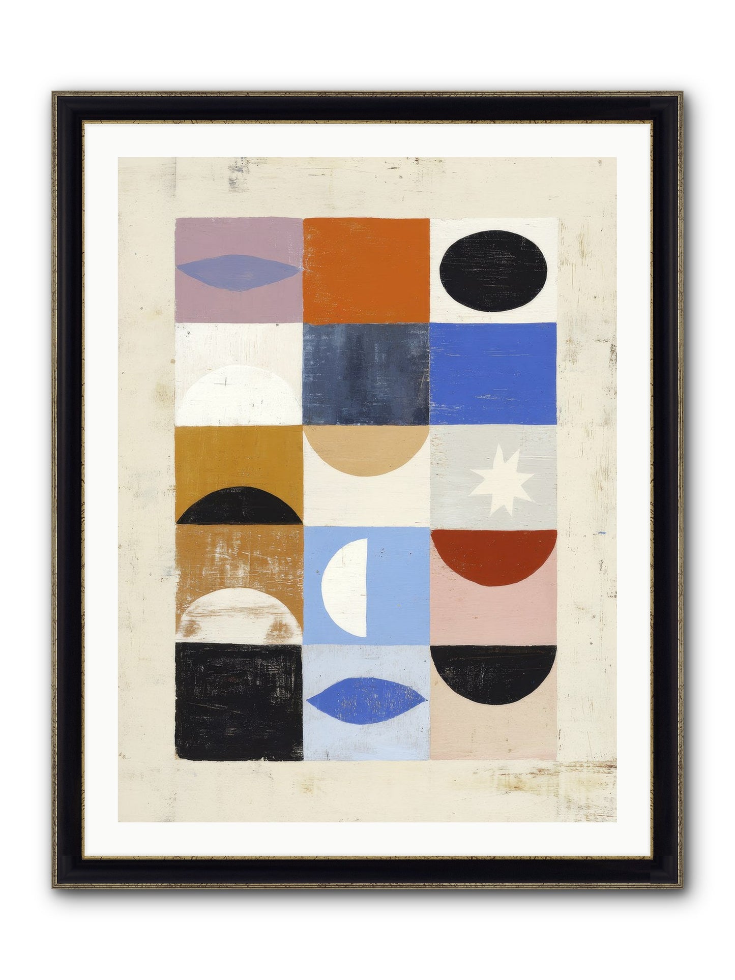 Shadowsprig Mosaic Framed Print - Black & Gold 30x40