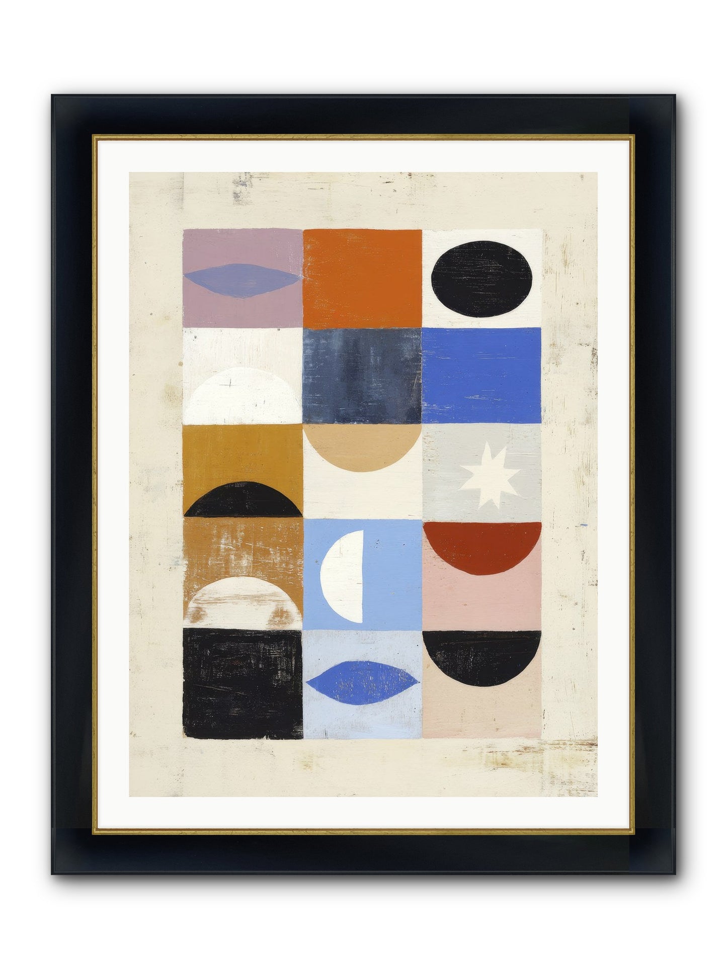 Shadowsprig Mosaic Framed Print - Wide Black w/Gold 30x40