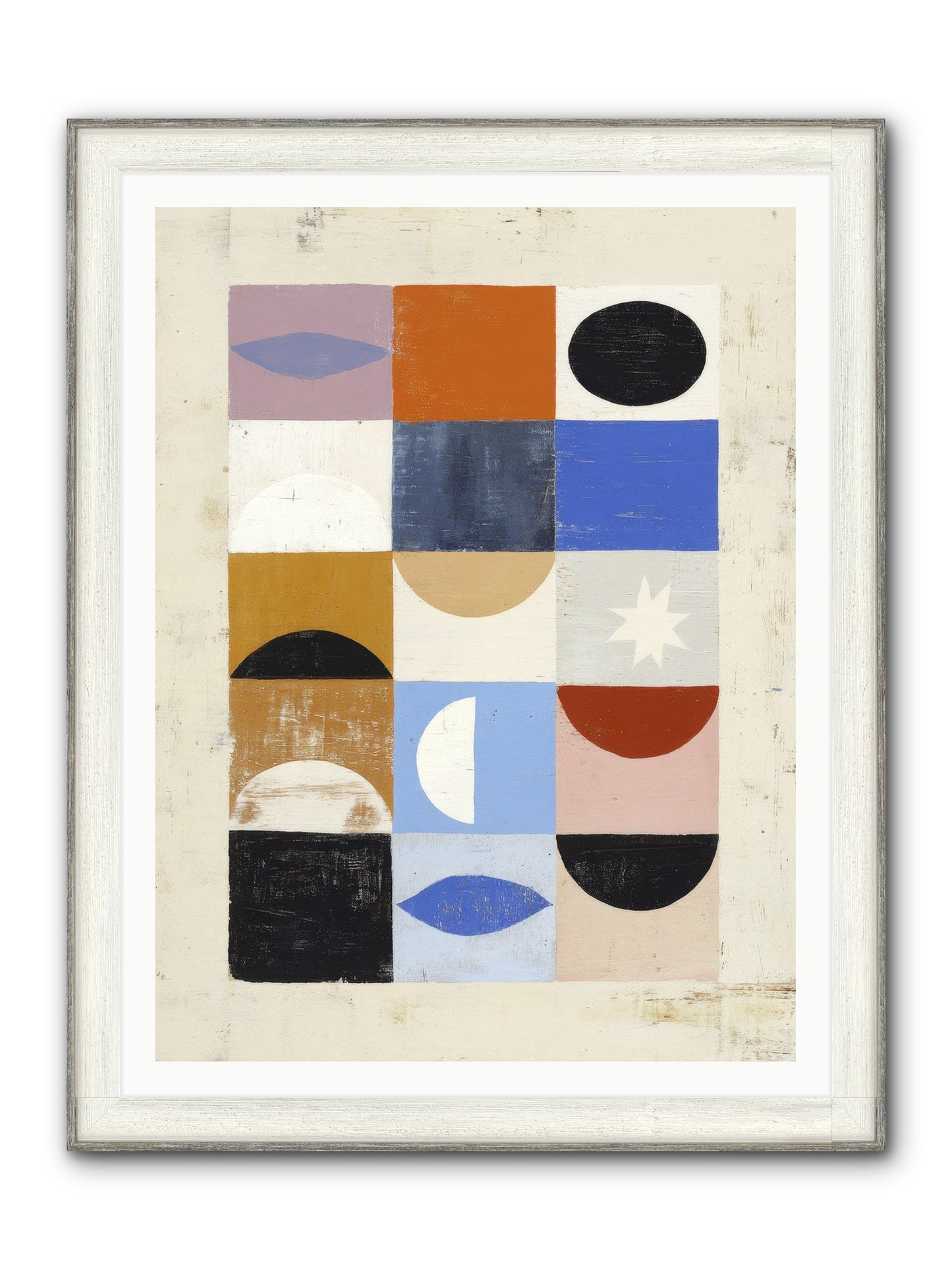 Shadowsprig Mosaic Framed Print - Driftwood White 36x48
