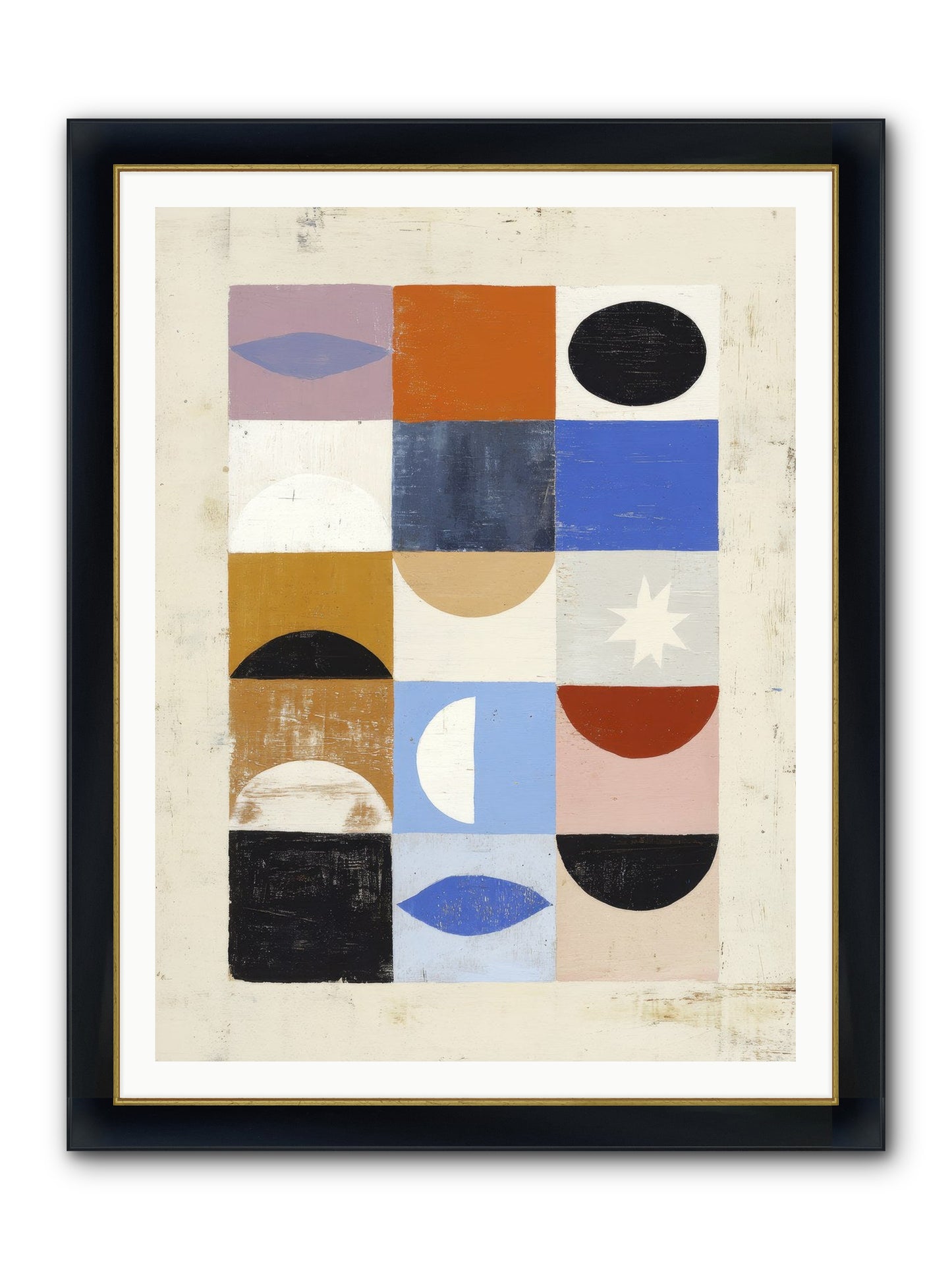 Shadowsprig Mosaic Framed Print - Wide Black w/Gold 36x48