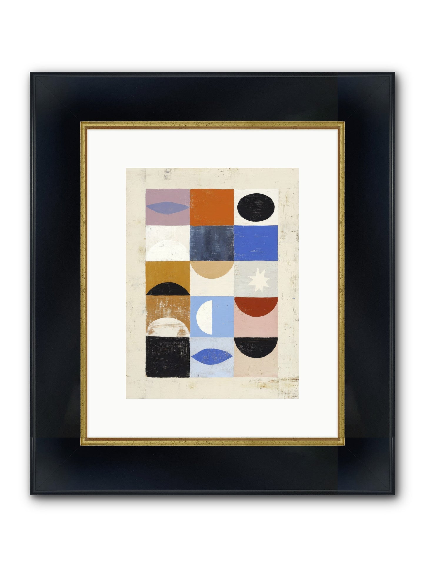 Shadowsprig Mosaic Framed Print - Wide Black w/Gold 9x12