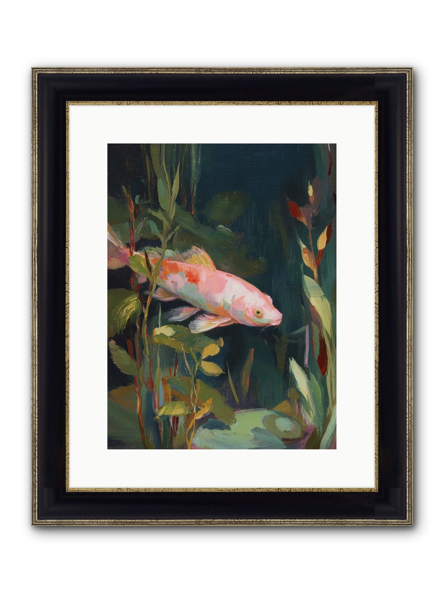Shallow Seas Framed Print - Black & Gold 12x16