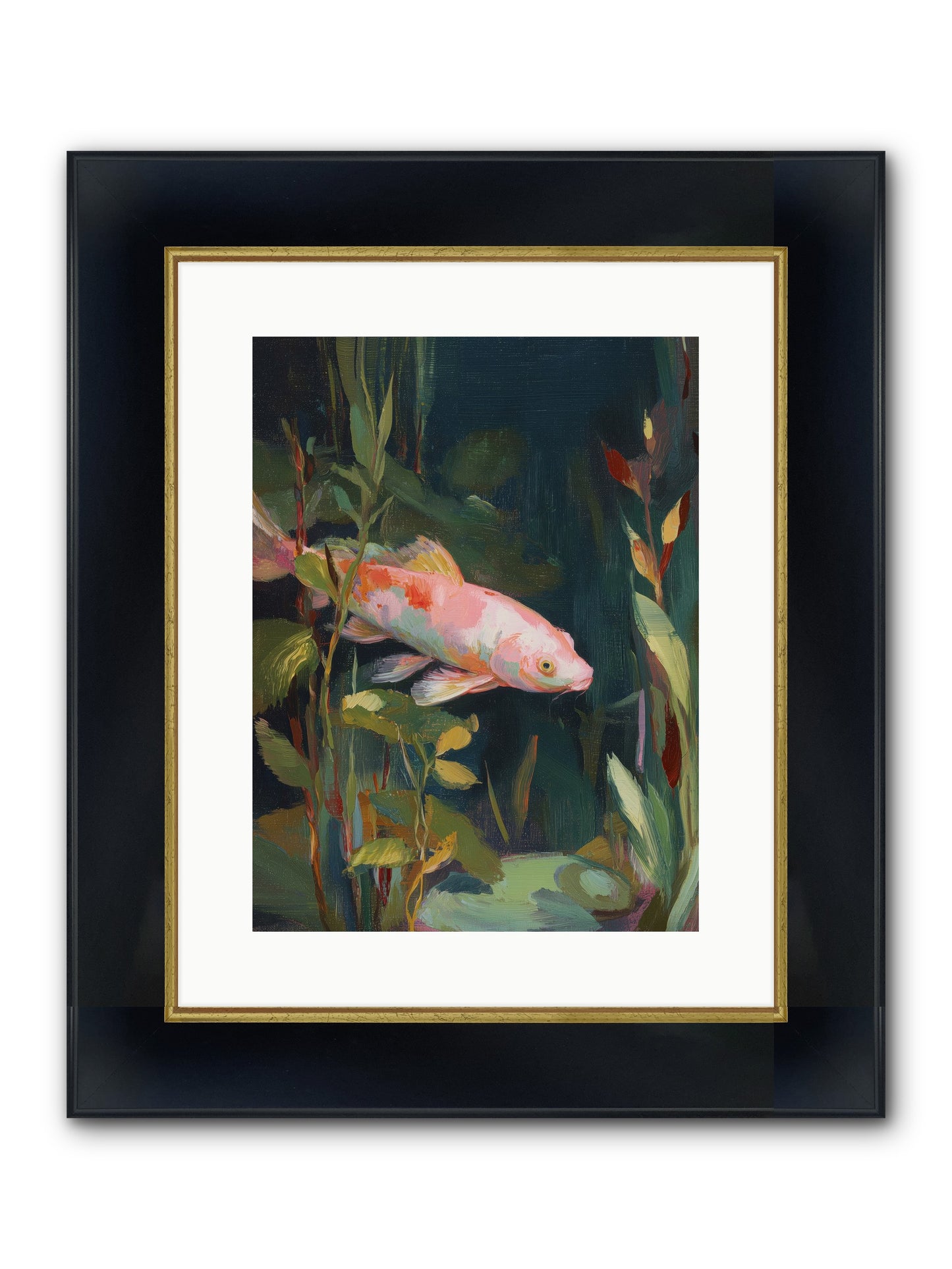 Shallow Seas Framed Print - Wide Black w/Gold 12x16