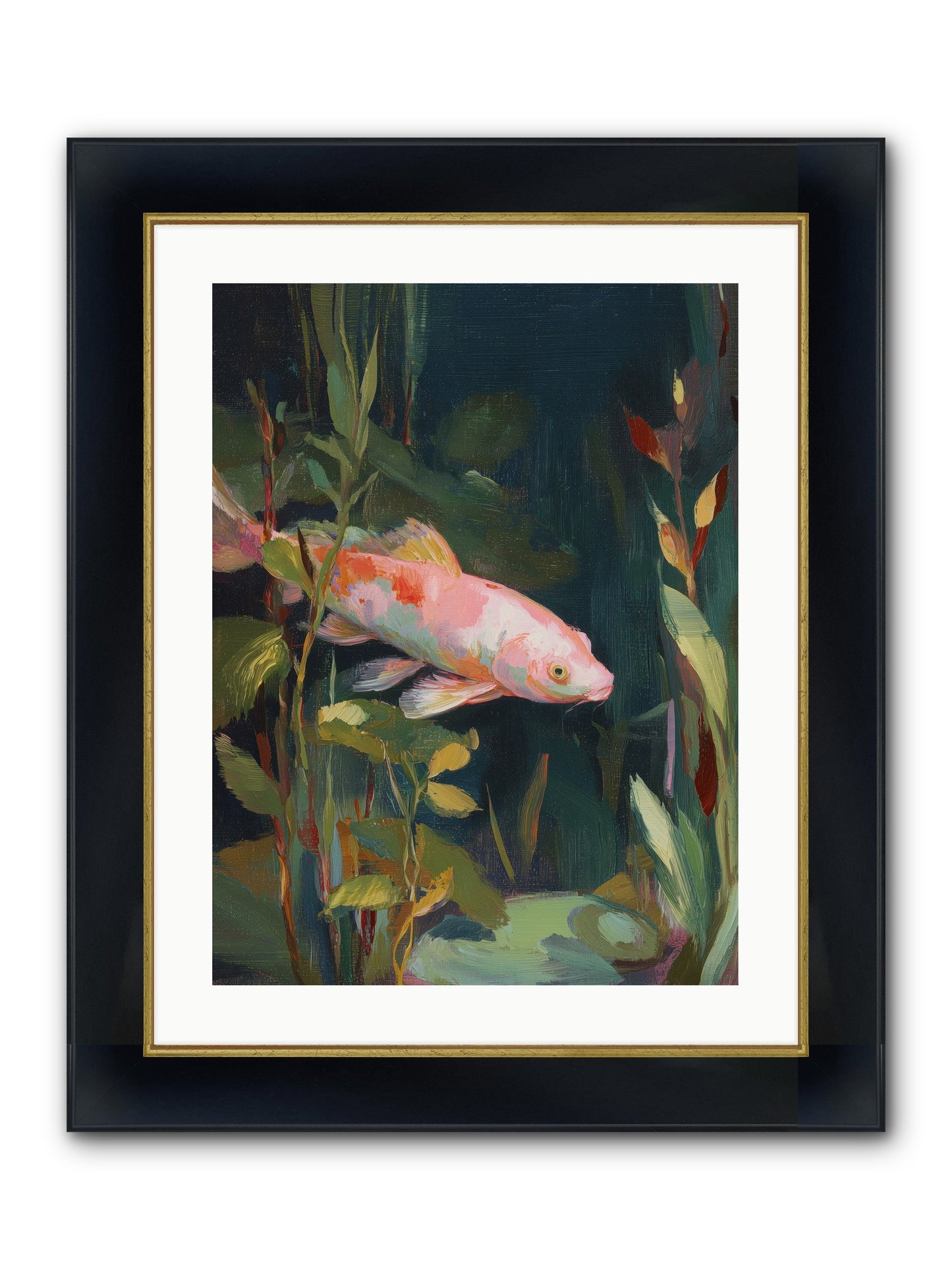 Shallow Seas Framed Print - Wide Black w/Gold 18x24