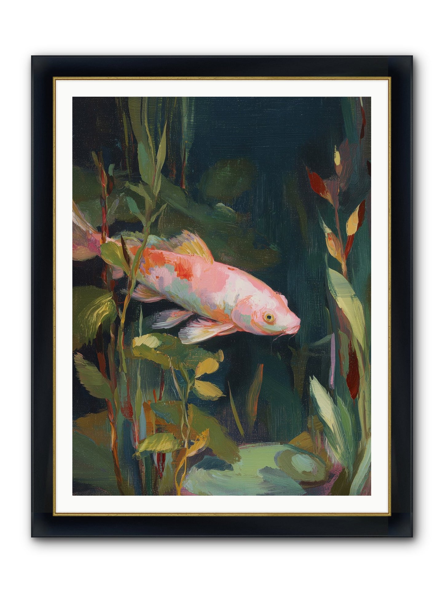 Shallow Seas Framed Print - Wide Black w/Gold 36x48