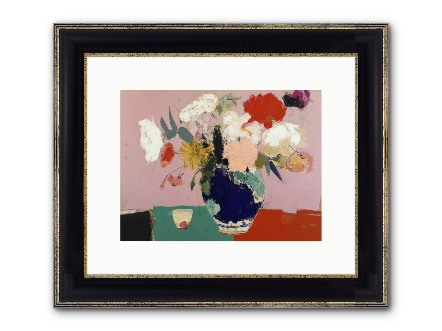 She Brought The Garden Inside Framed Print - Black & Gold 12x9