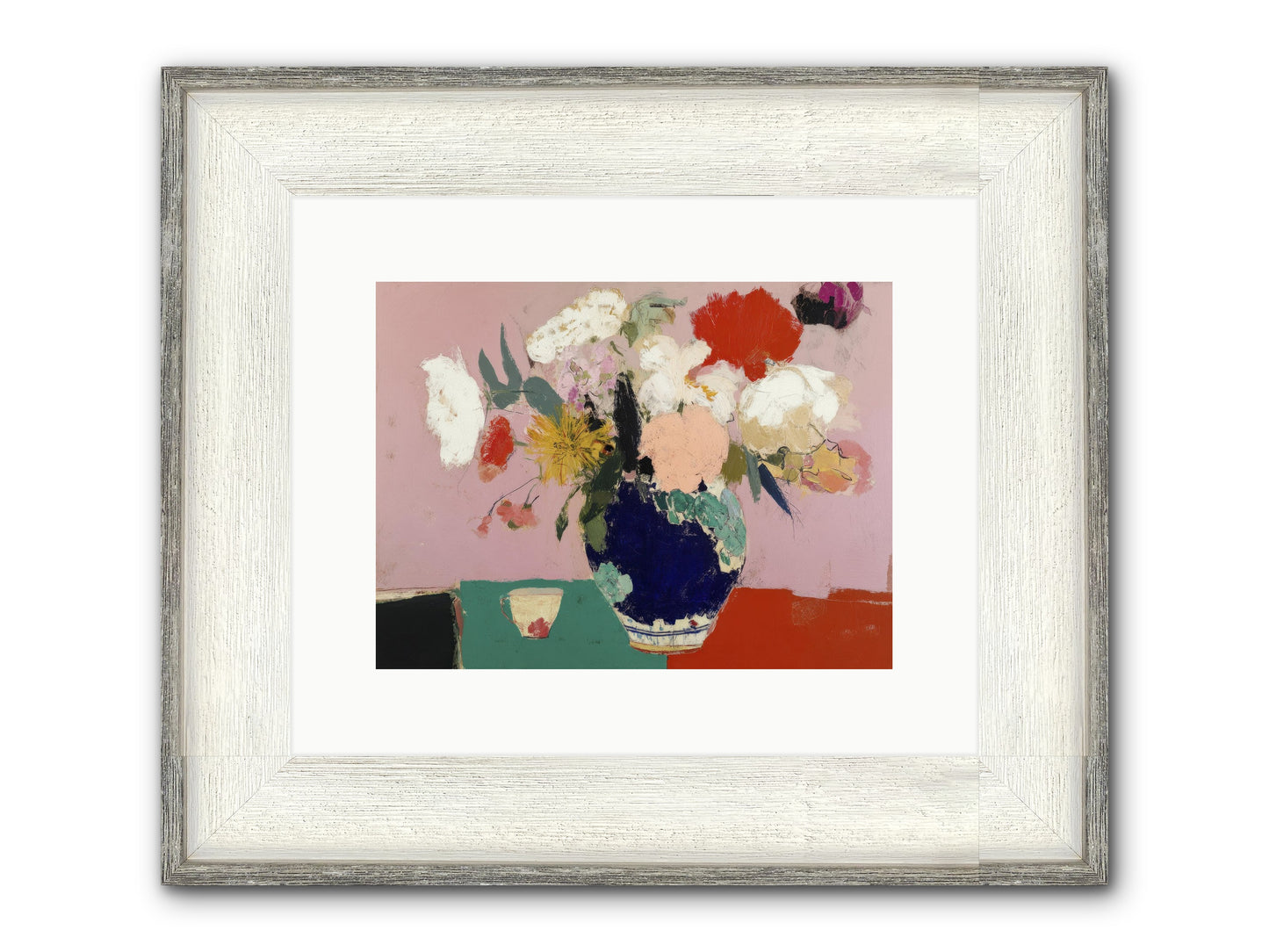 She Brought The Garden Inside Framed Print - Driftwood White 12x9