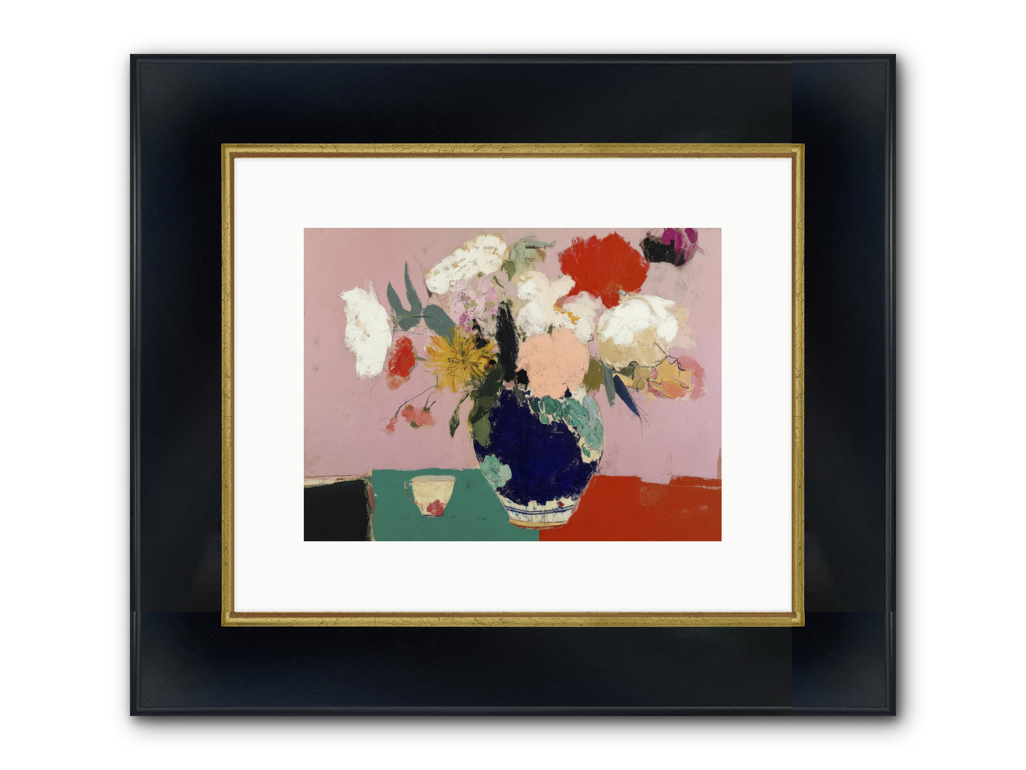 She Brought The Garden Inside Framed Print - Wide Black w/Gold 12x9
