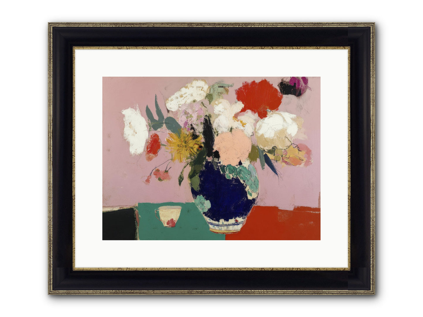 She Brought The Garden Inside Framed Print - Black & Gold 16x12