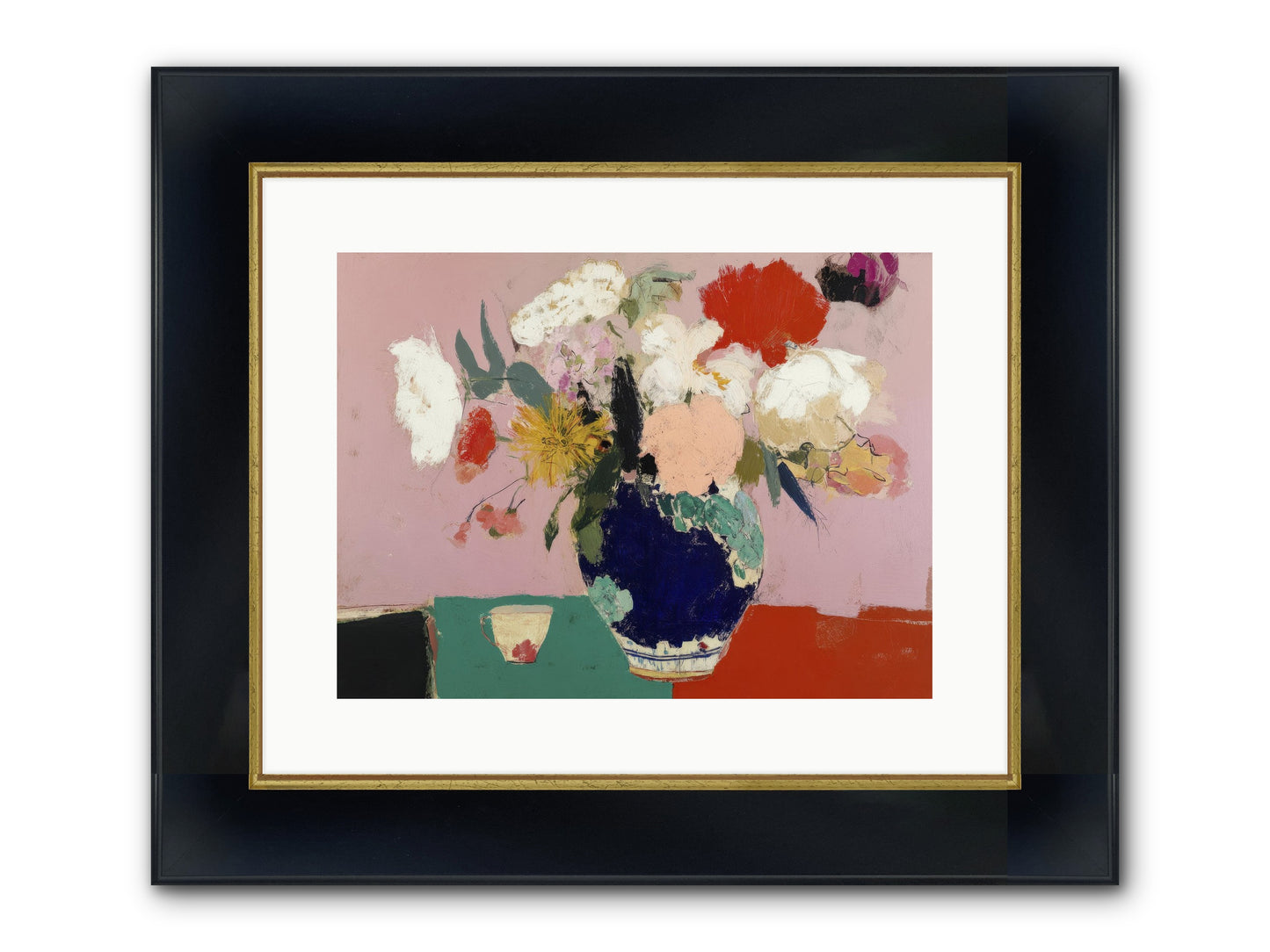 She Brought The Garden Inside Framed Print - Wide Black w/Gold 16x12