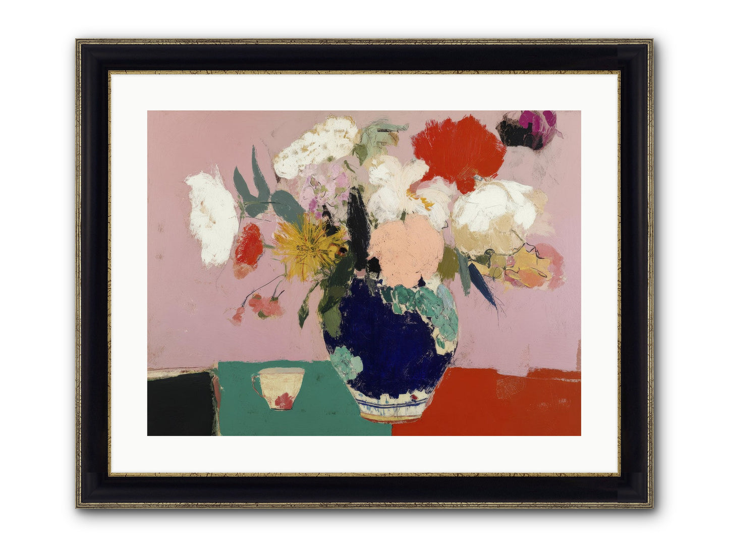 She Brought The Garden Inside Framed Print - Black & Gold 24x18