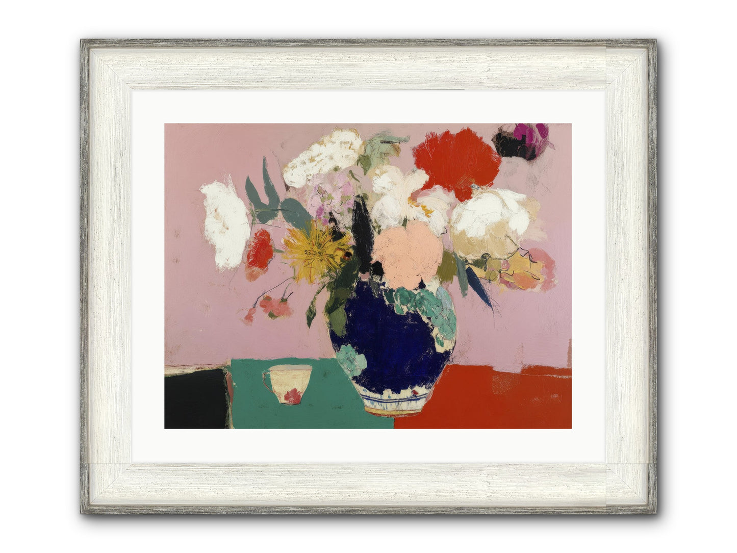 She Brought The Garden Inside Framed Print - Driftwood White 24x18