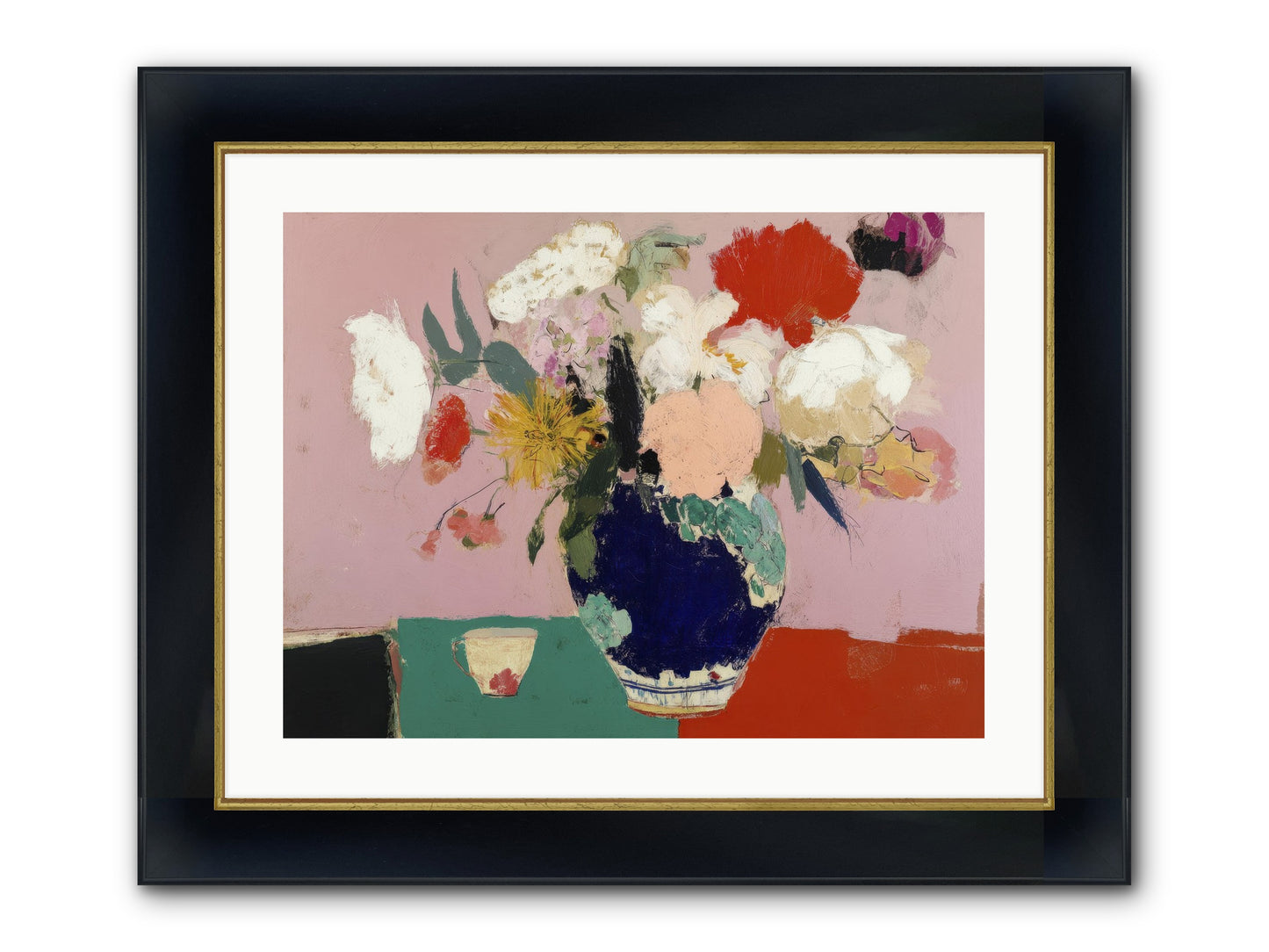 She Brought The Garden Inside Framed Print - Wide Black w/Gold 24x18