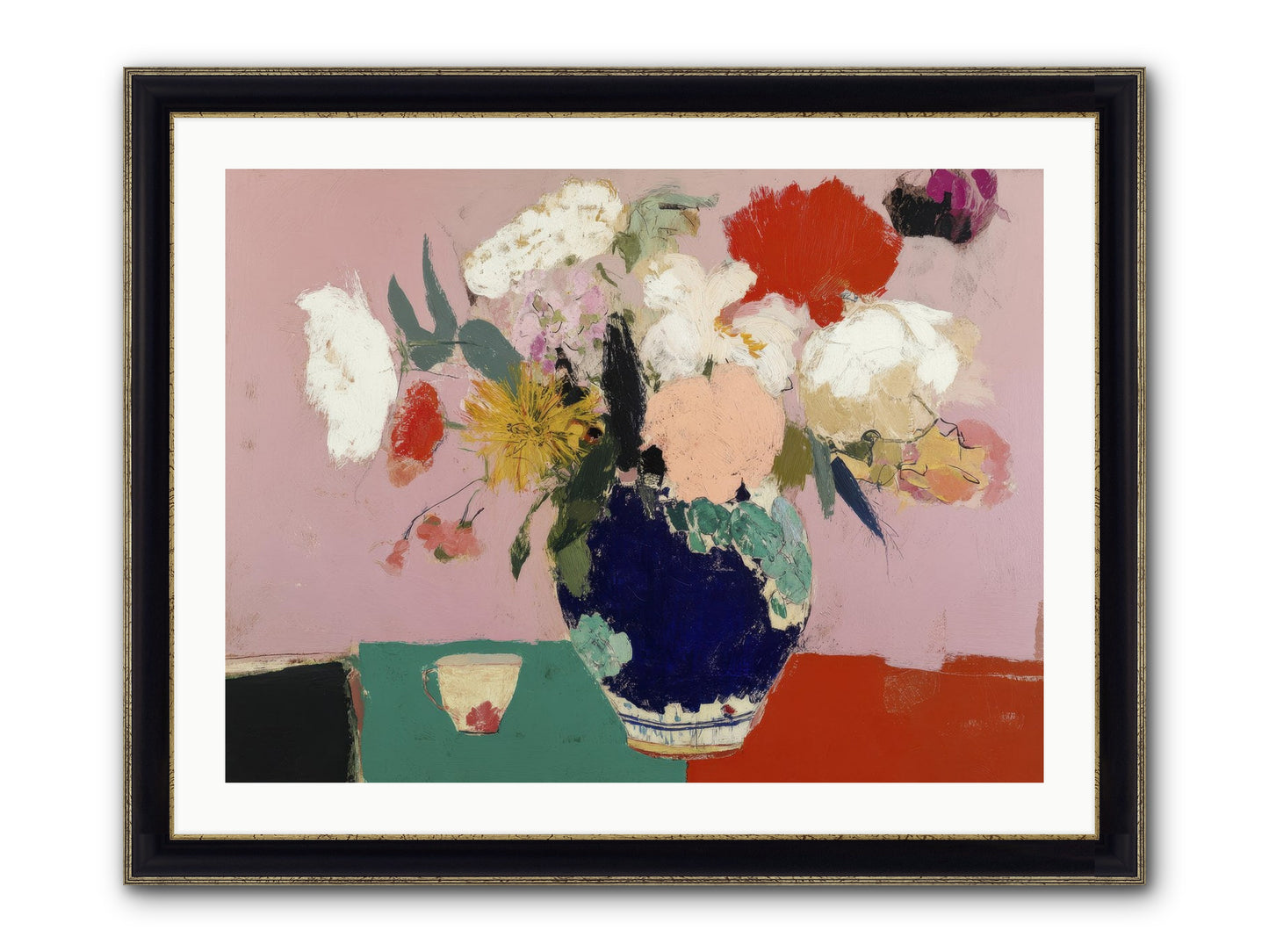 She Brought The Garden Inside Framed Print - Black & Gold 32x24