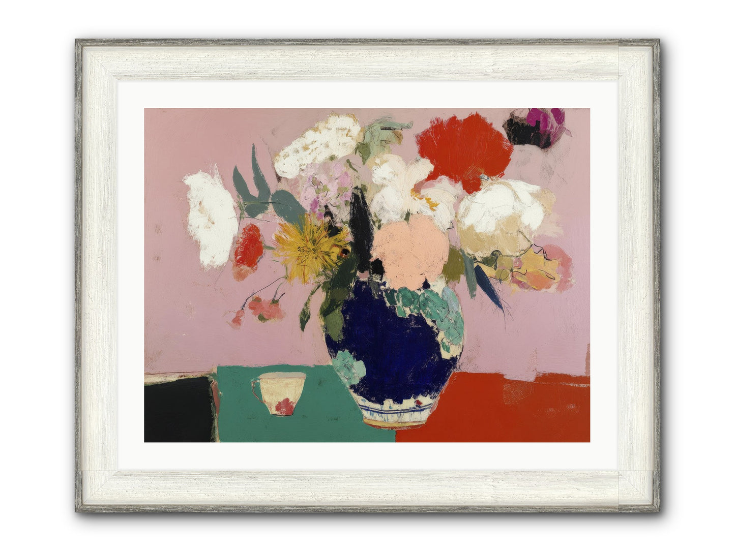 She Brought The Garden Inside Framed Print - Driftwood White 32x24