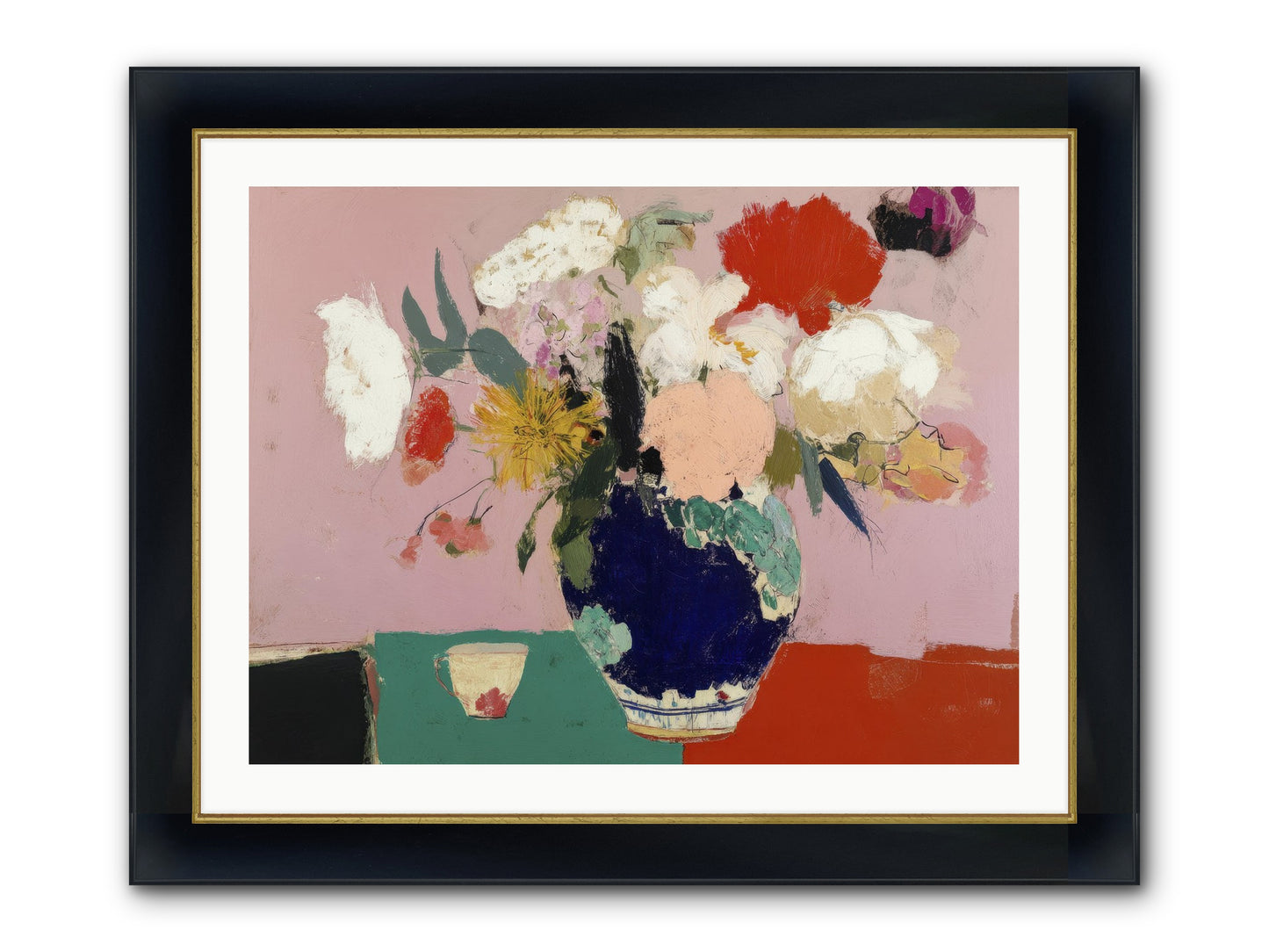 She Brought The Garden Inside Framed Print - Wide Black w/Gold 32x24