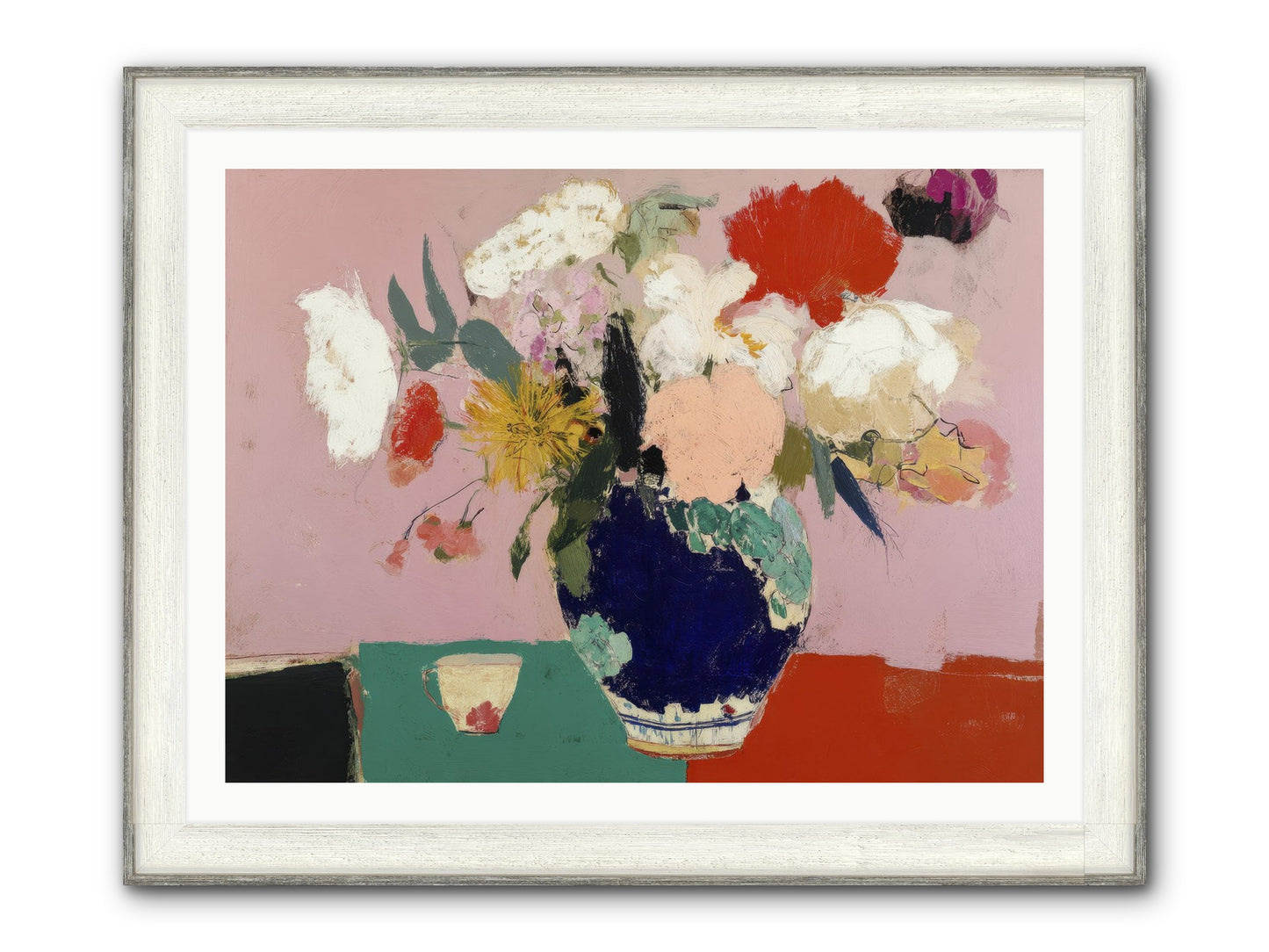 She Brought The Garden Inside Framed Print - Driftwood White 40x30