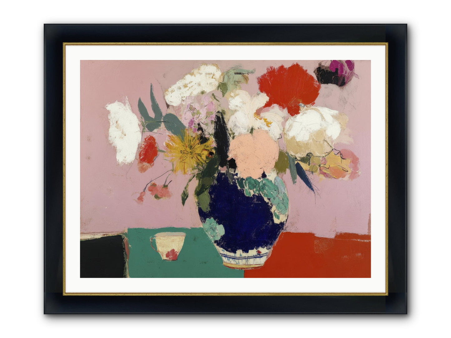 She Brought The Garden Inside Framed Print - Wide Black w/Gold 40x30
