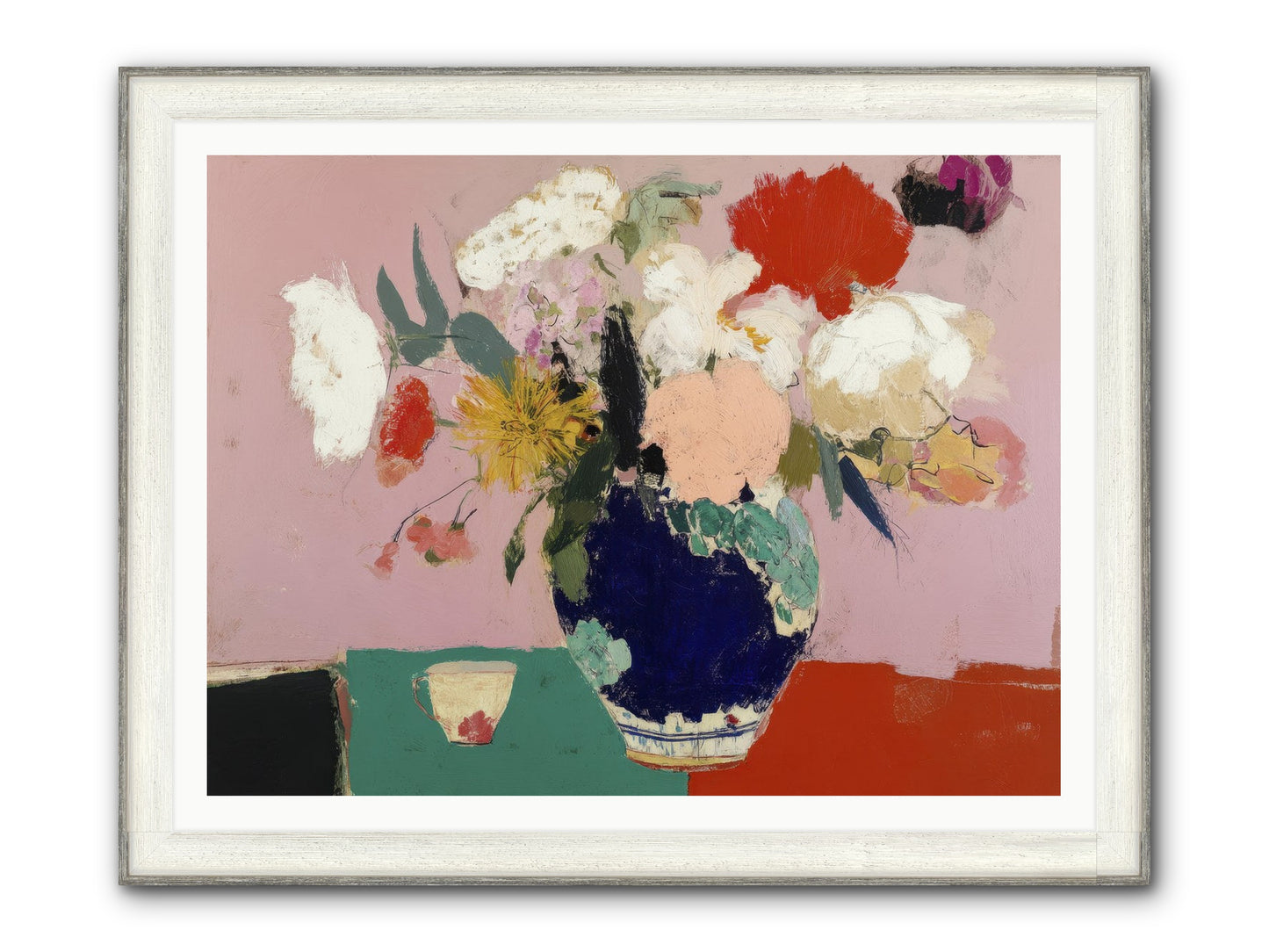 She Brought The Garden Inside Framed Print - Driftwood White 48x36