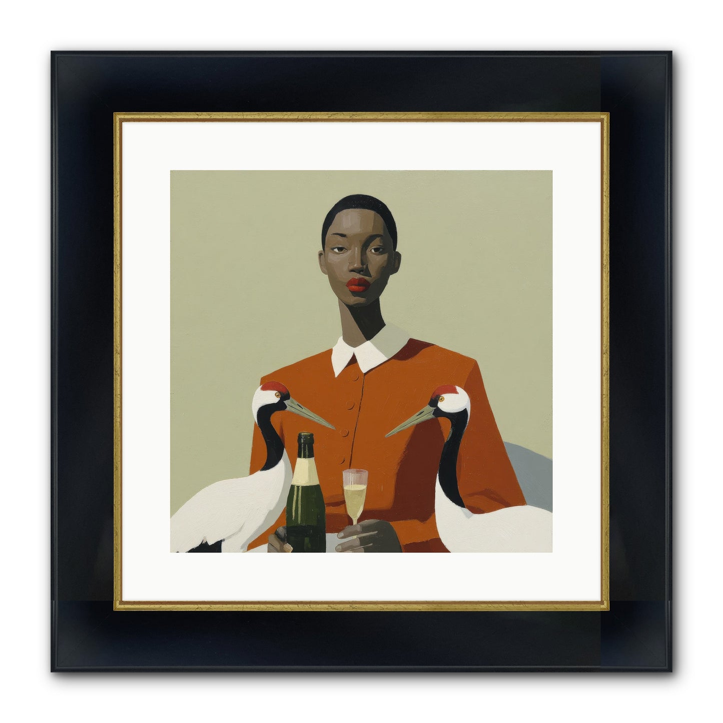 She Collected Feathers Daily Framed Print - Wide Black w/Gold 16x16