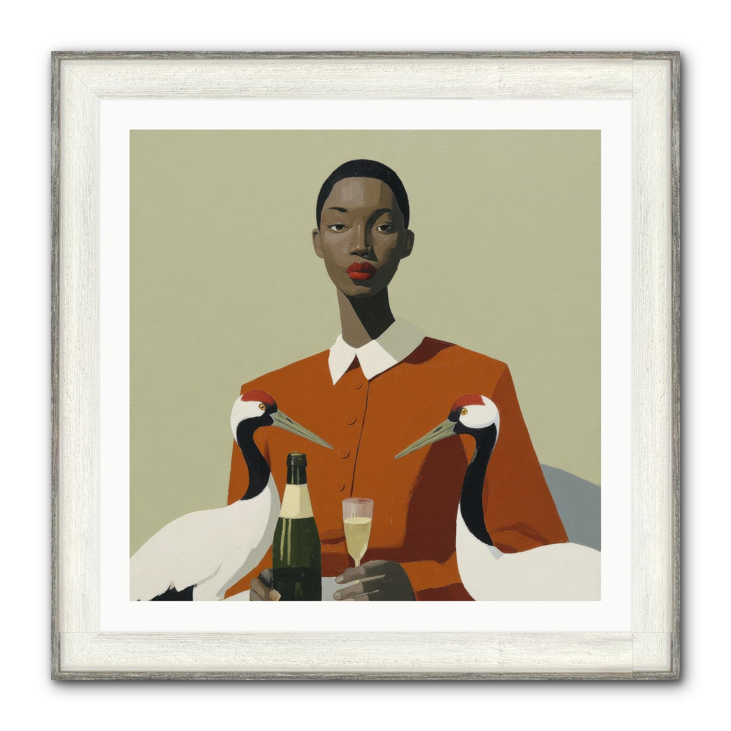 She Collected Feathers Daily Framed Print - Driftwood White 30x30